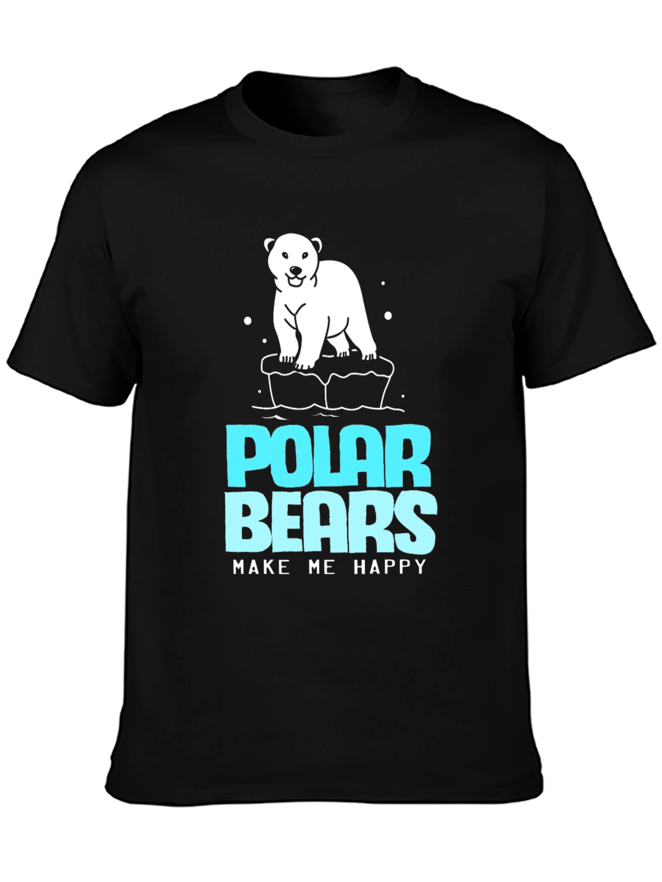 Polar Bears Make Me Happy Black T-Shirt