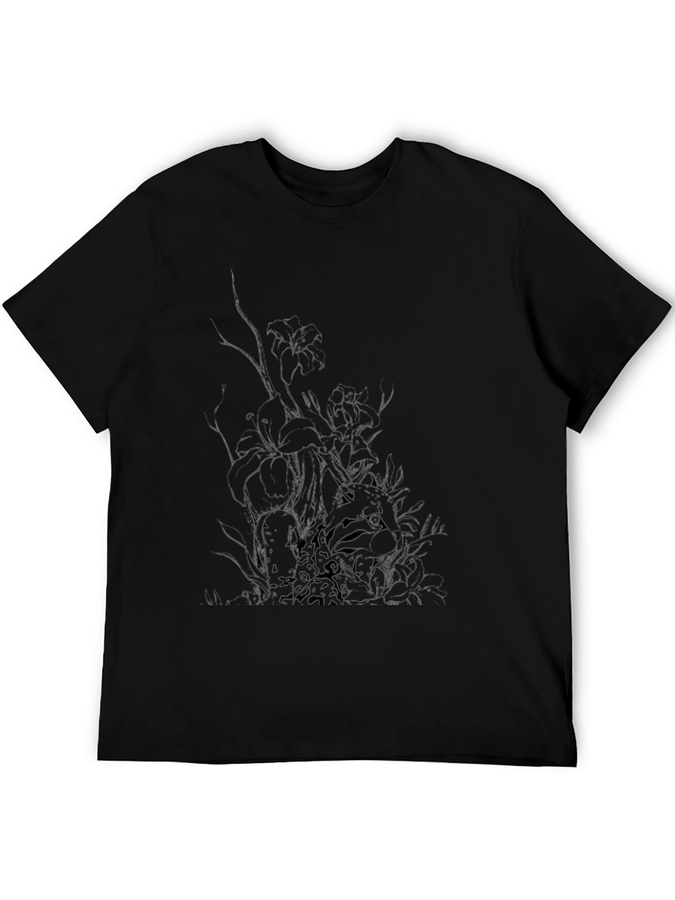 Mens Black Graphic Tee - Abstract Print
