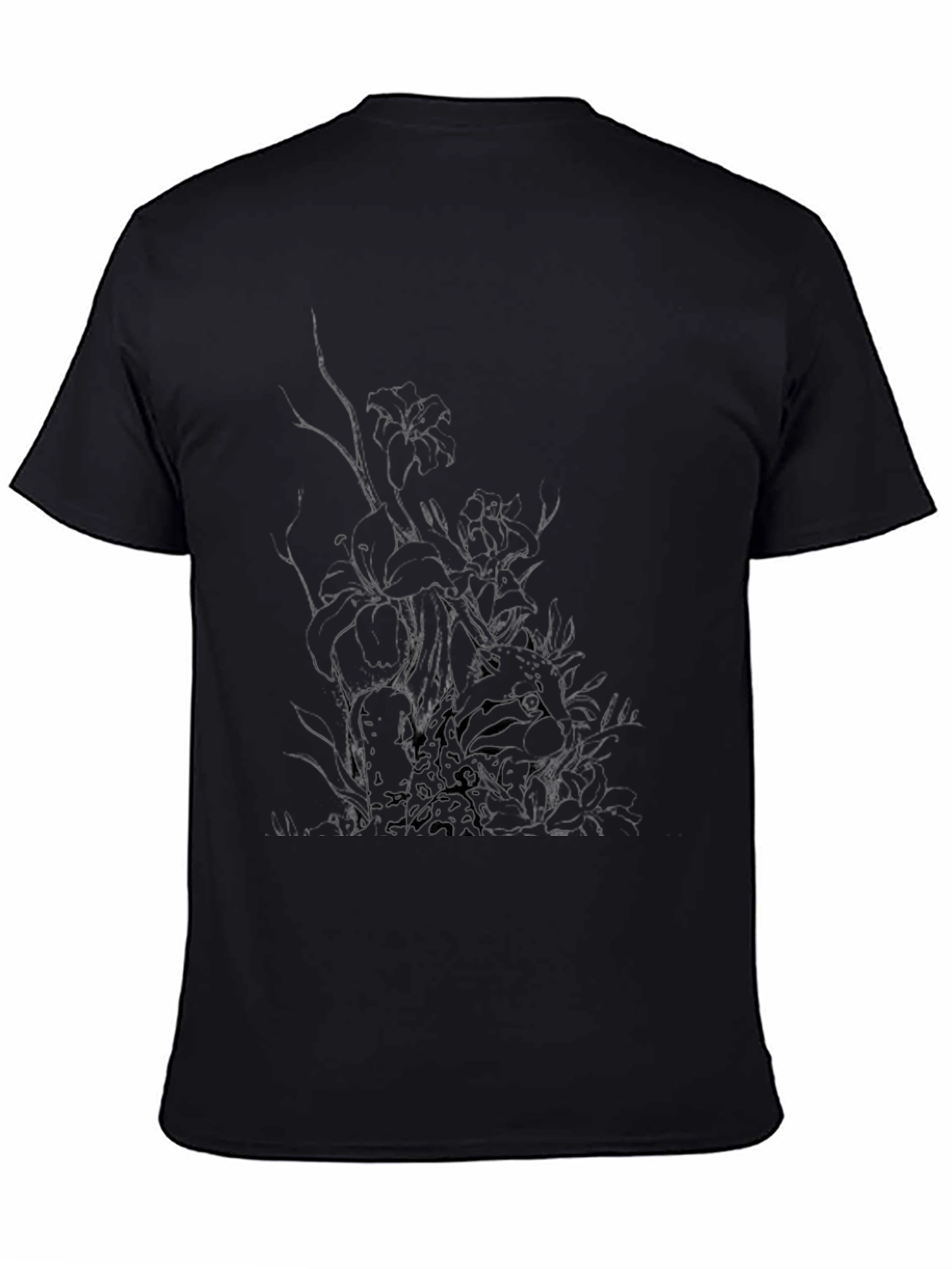 Mens Black Graphic Tee - Abstract Print