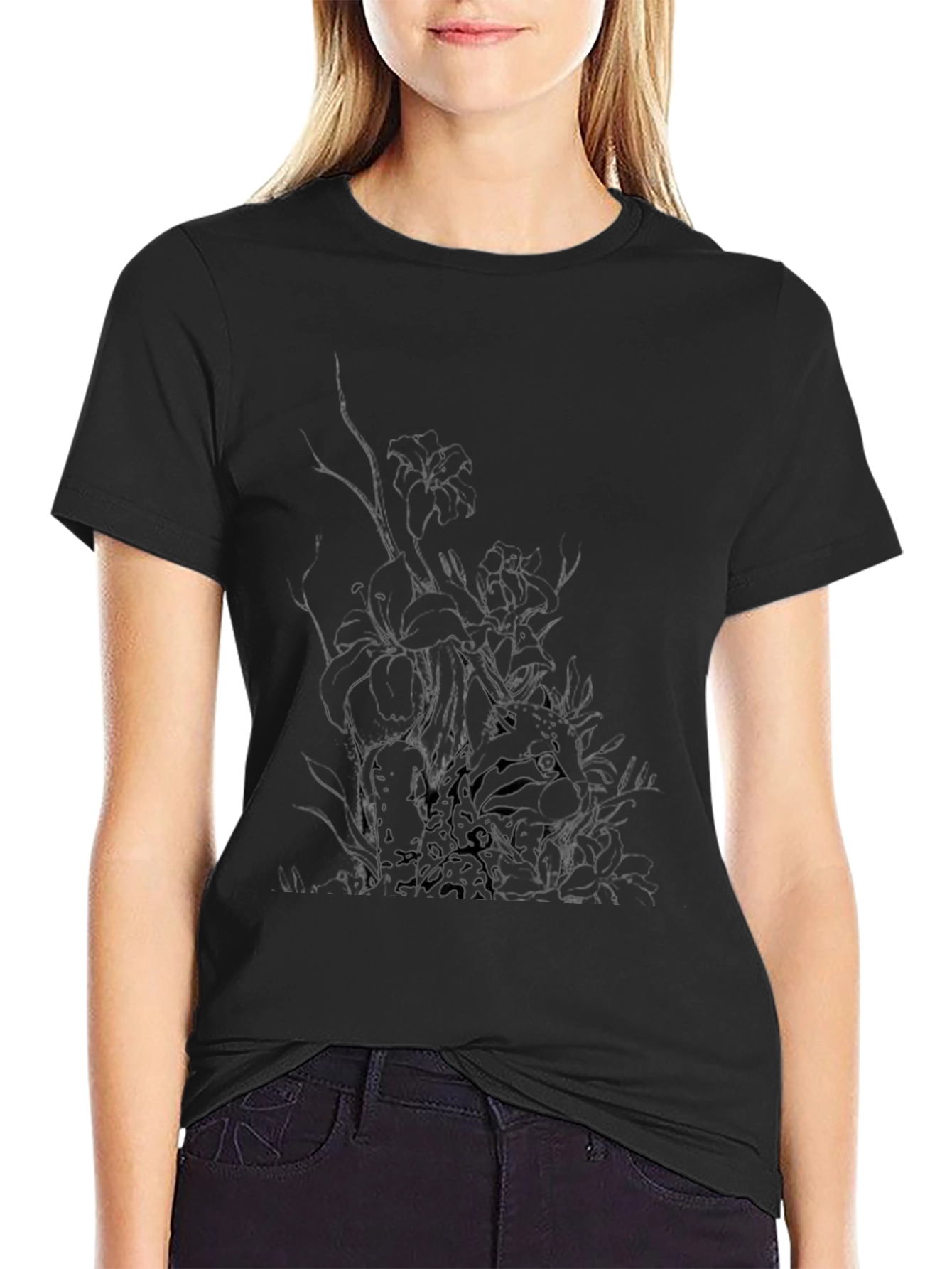 Mens Black Graphic Tee - Abstract Print