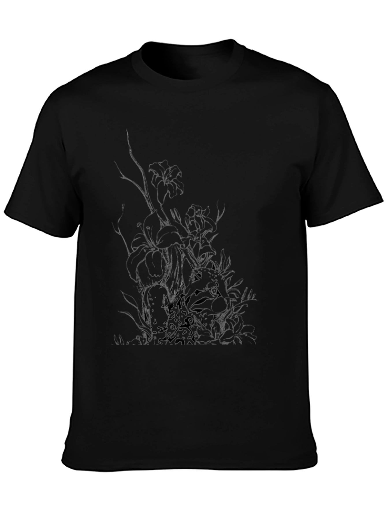 Mens Black Graphic Tee - Abstract Print