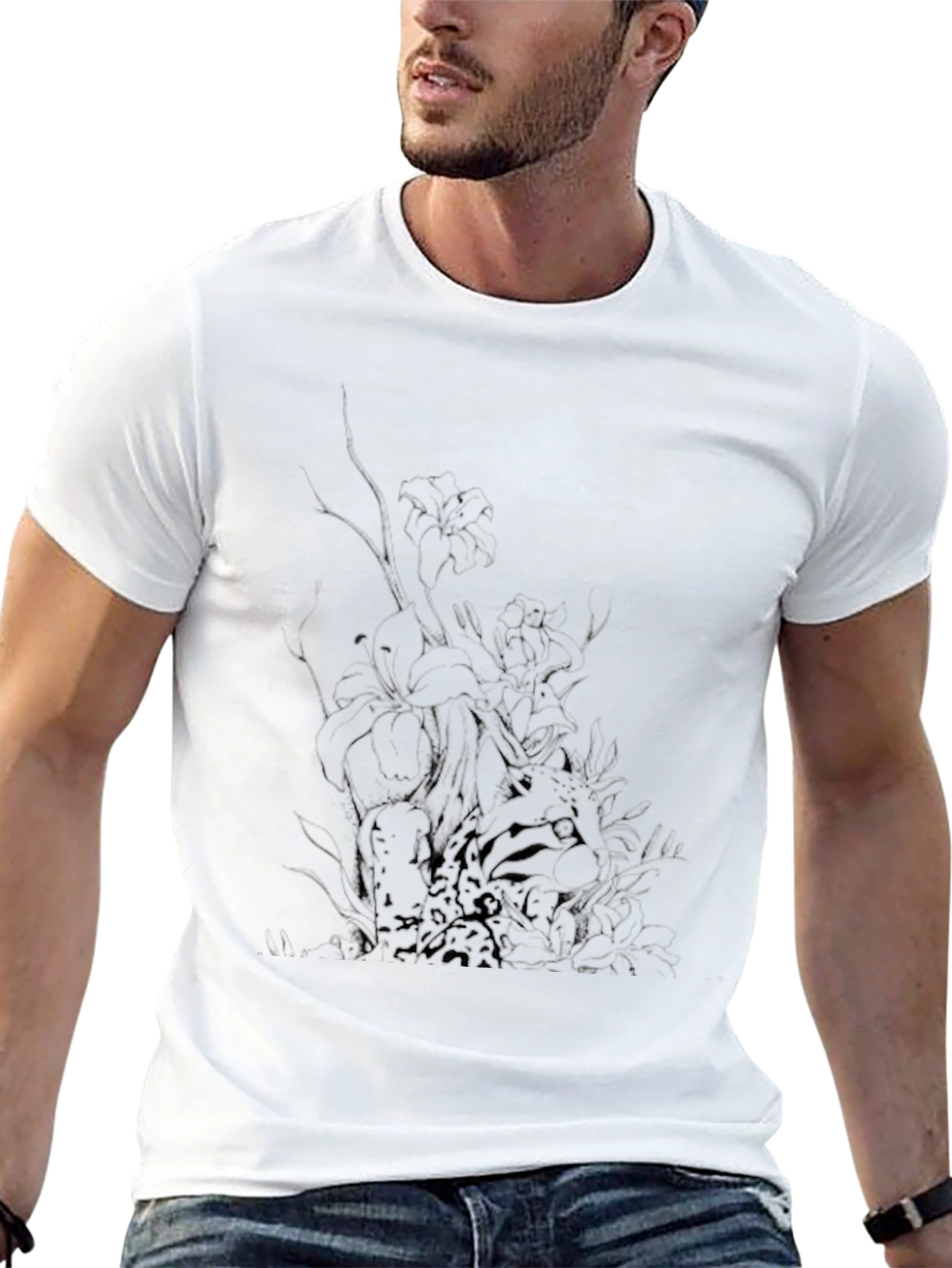 Mens Black Graphic Tee - Abstract Print