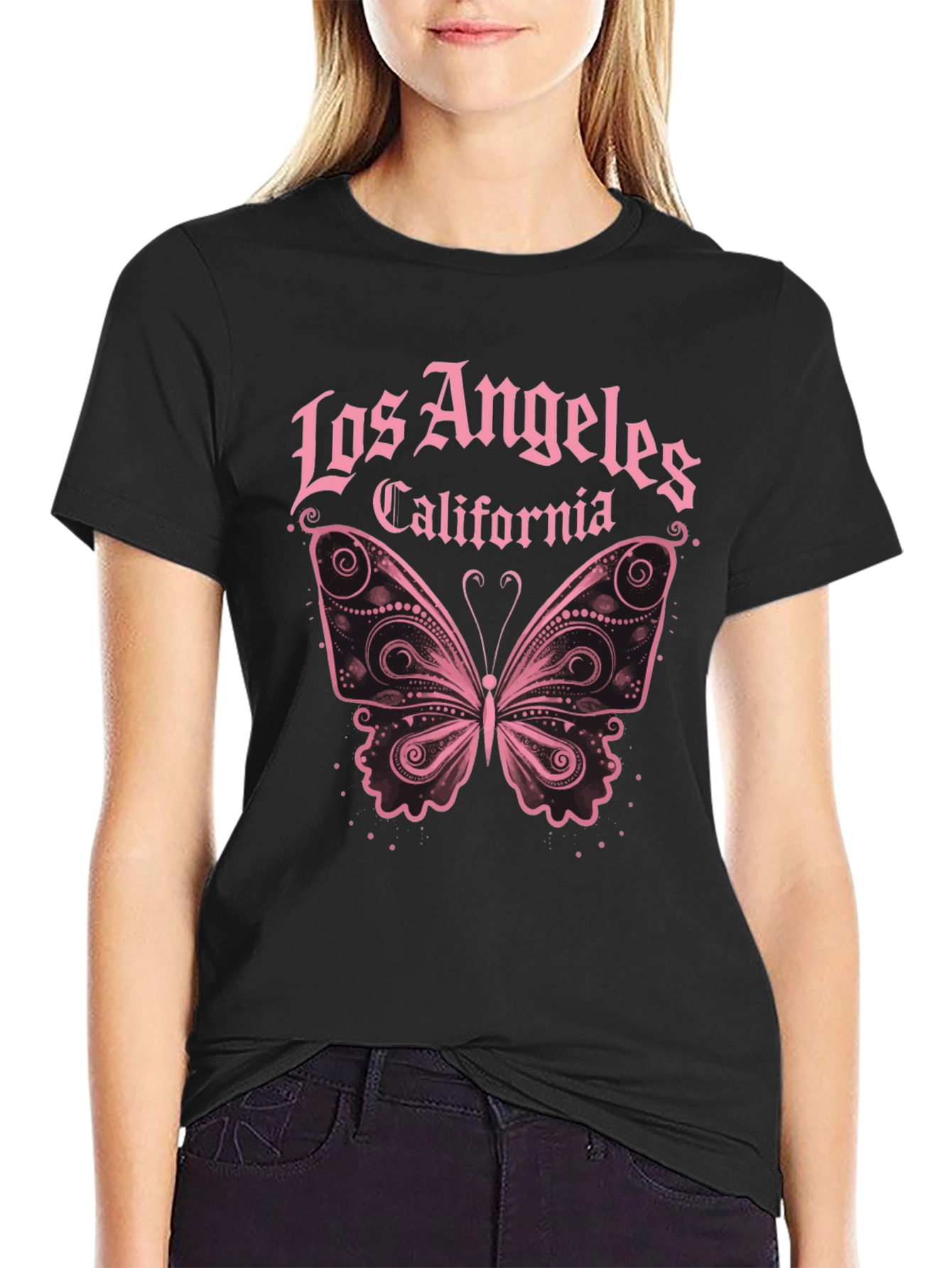 Los Angeles Butterfly Graphic T-Shirt