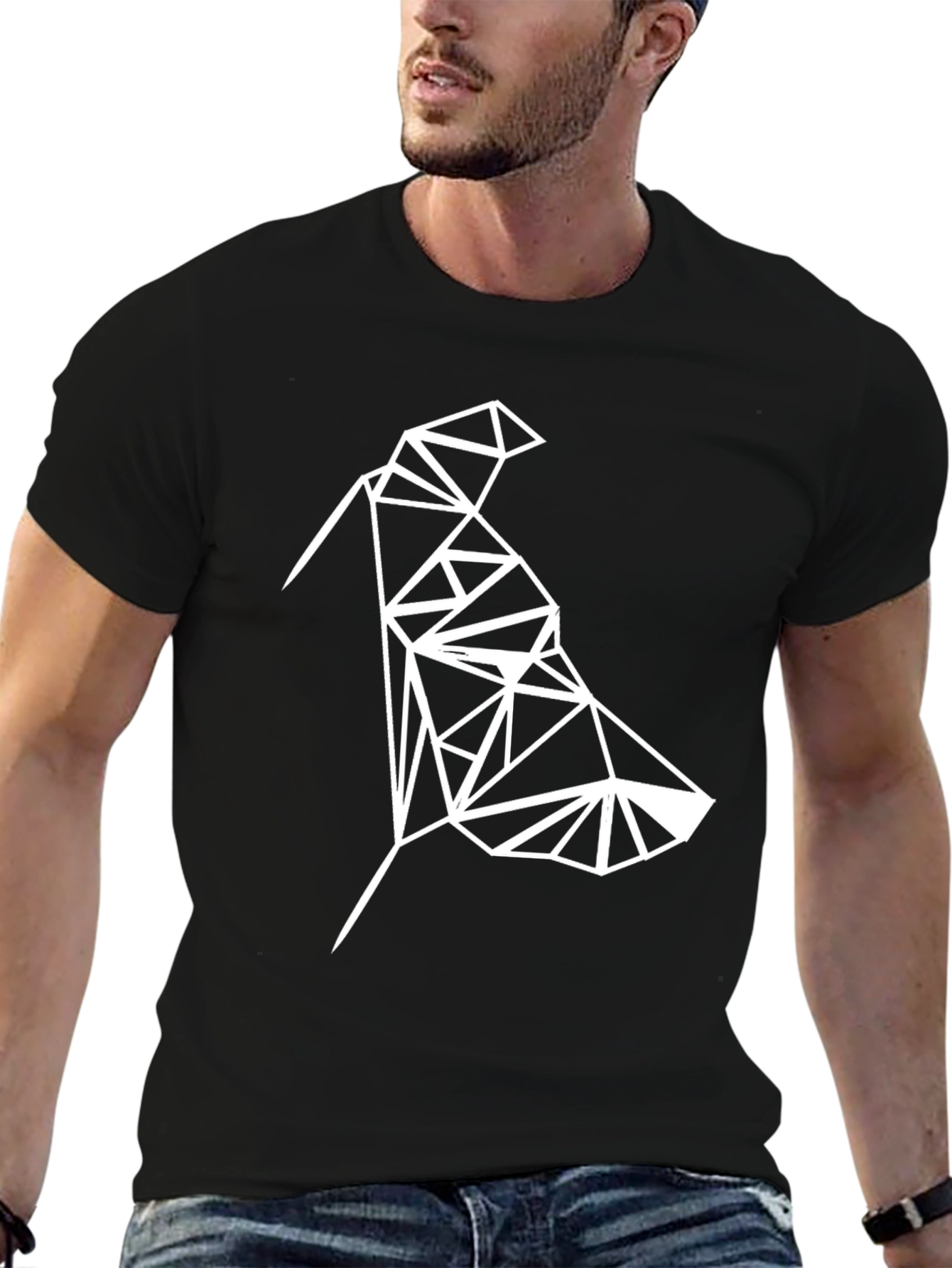 Geometric Bird Tee - Modern Minimalist Design