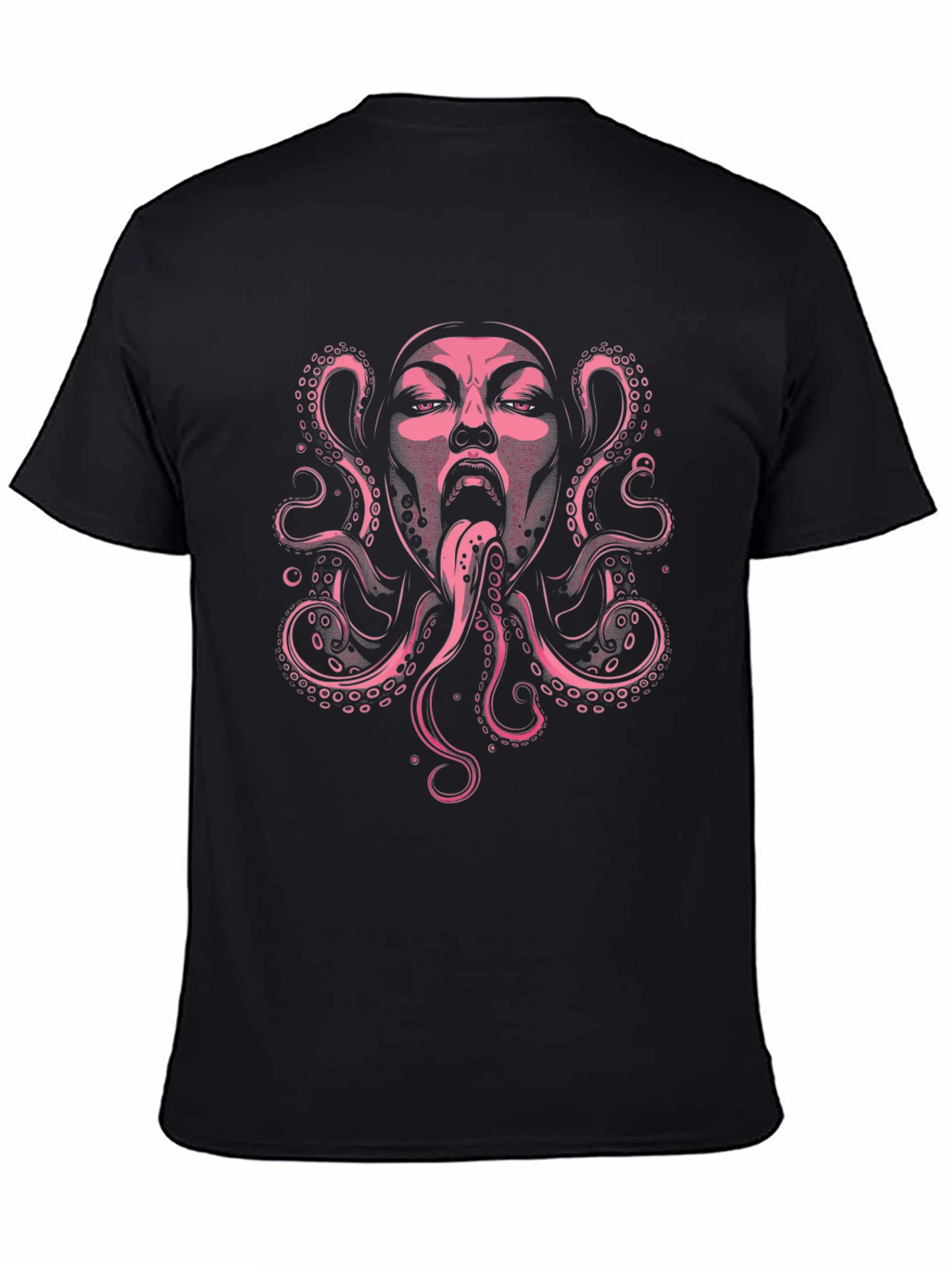Octopus Face Graphic Black T-Shirt