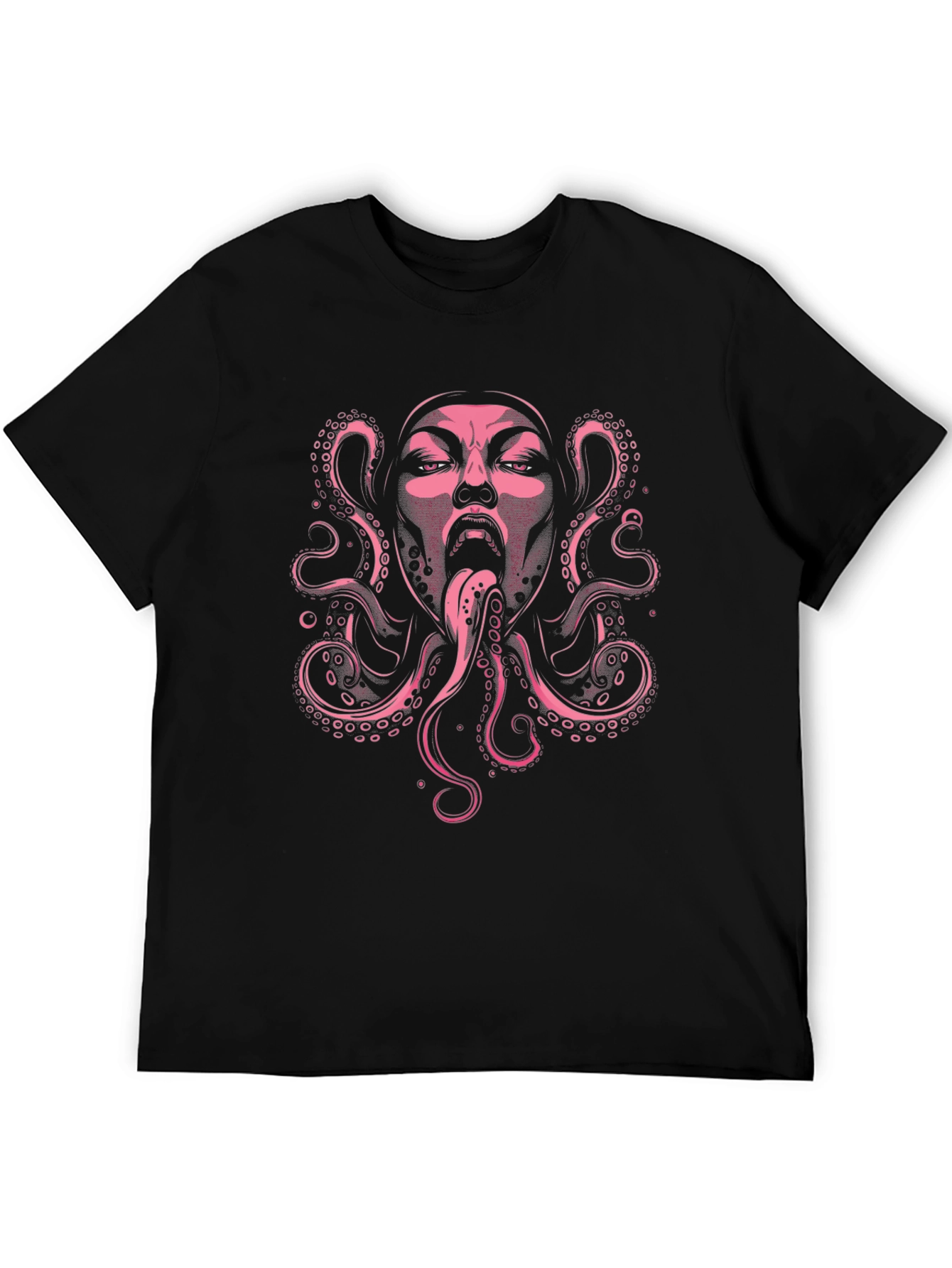 Octopus Face Graphic Black T-Shirt