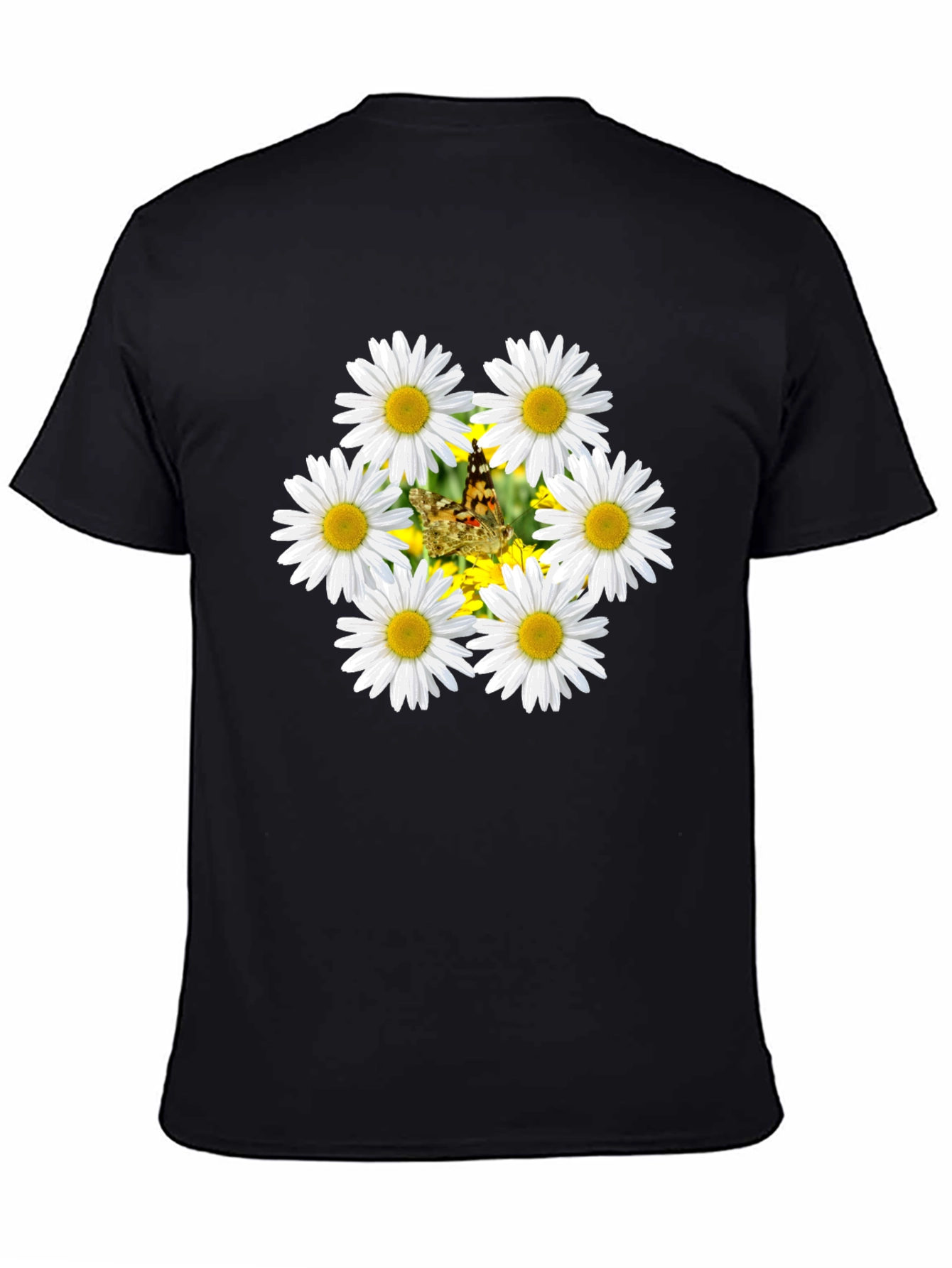 Daisy & Butterfly Graphic Black T-Shirt