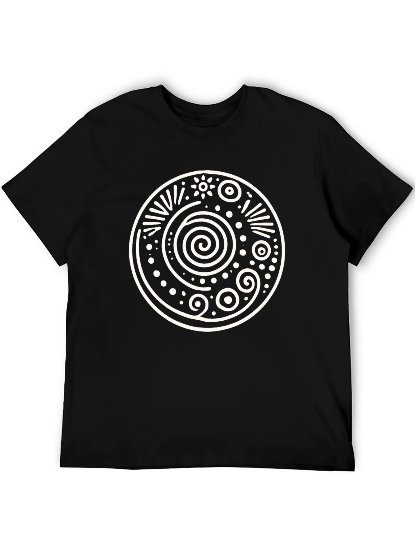 Tribal Circle Graphic Tee - Black Cotton Comfort