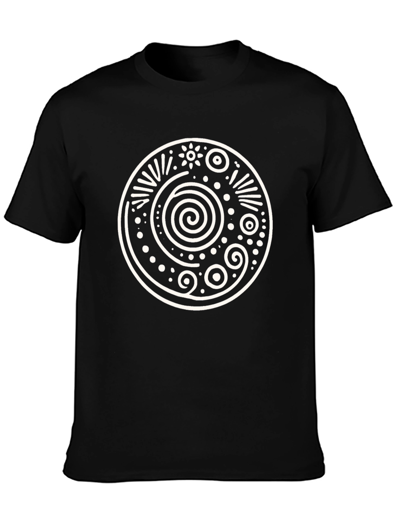 Tribal Circle Graphic Tee - Black Cotton Comfort