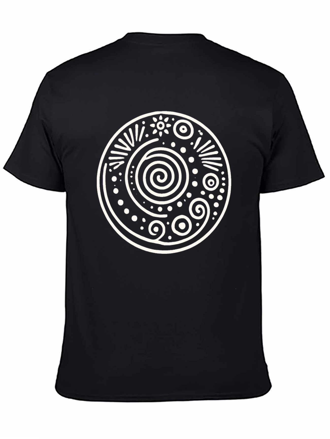 Tribal Circle Graphic Tee - Black Cotton Comfort