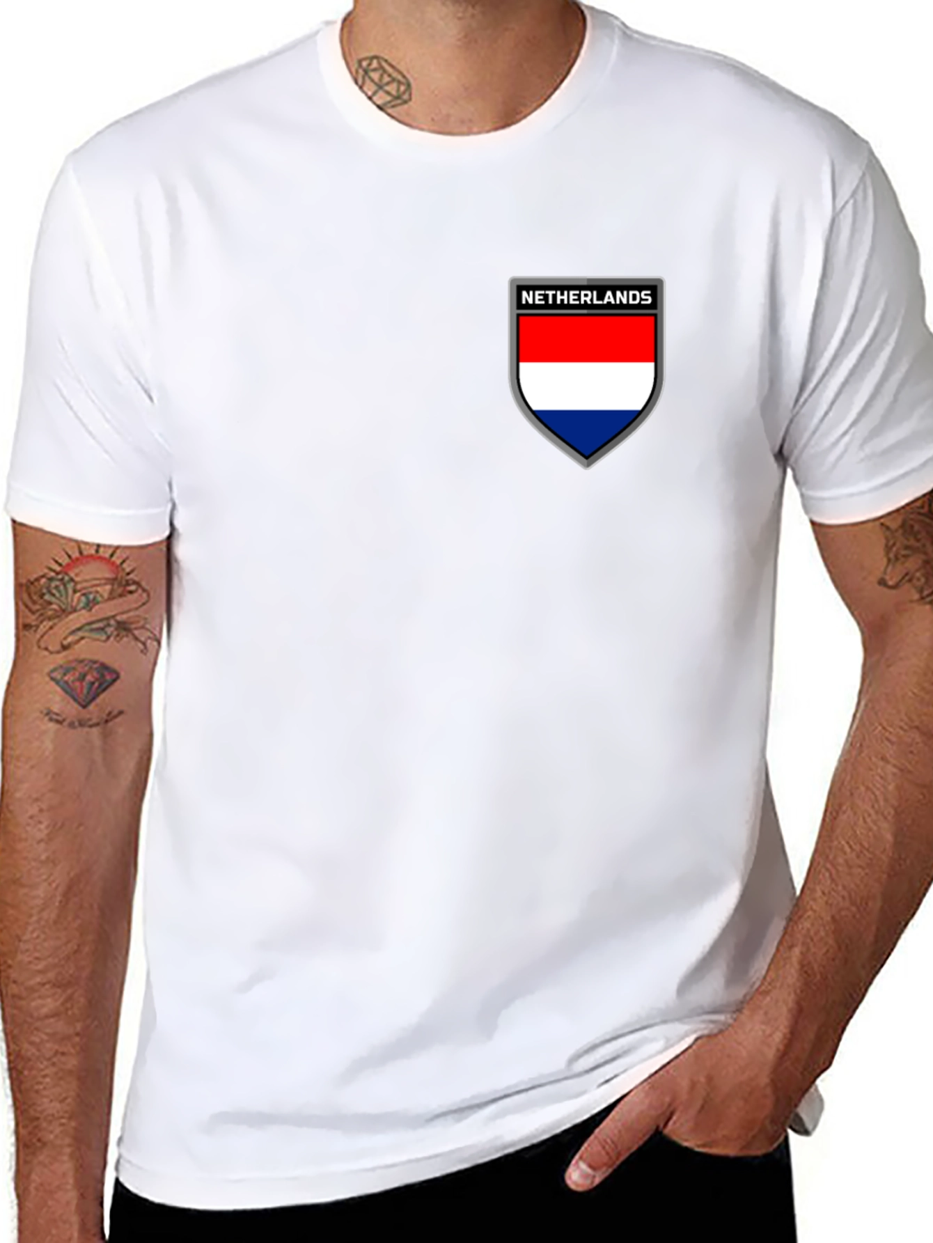 Netherlands Flag Shield Black T-Shirt