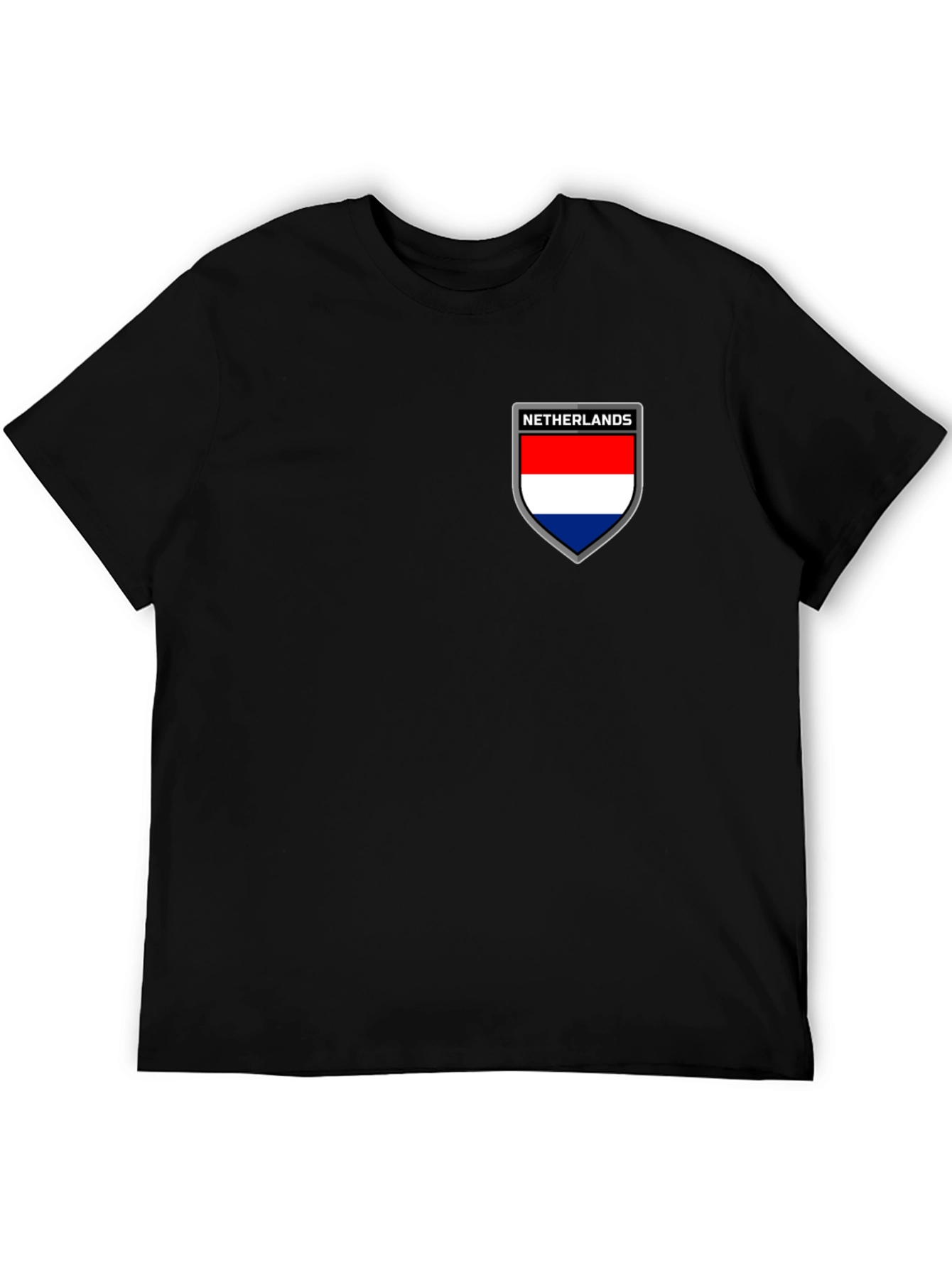 Netherlands Flag Shield Black T-Shirt