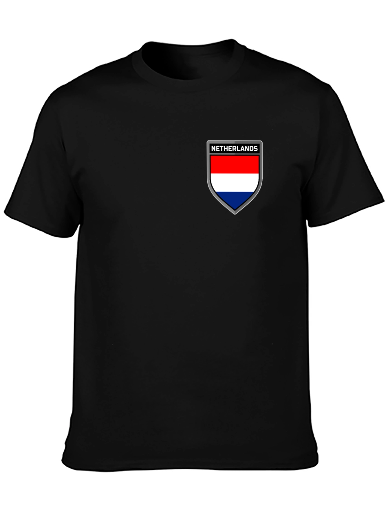Netherlands Flag Shield Black T-Shirt