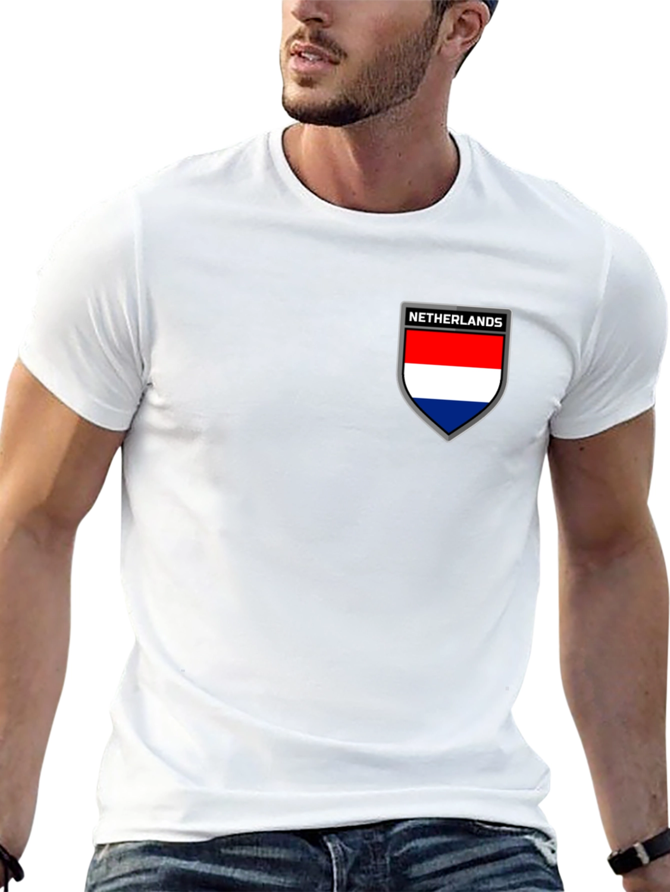Netherlands Flag Shield Black T-Shirt