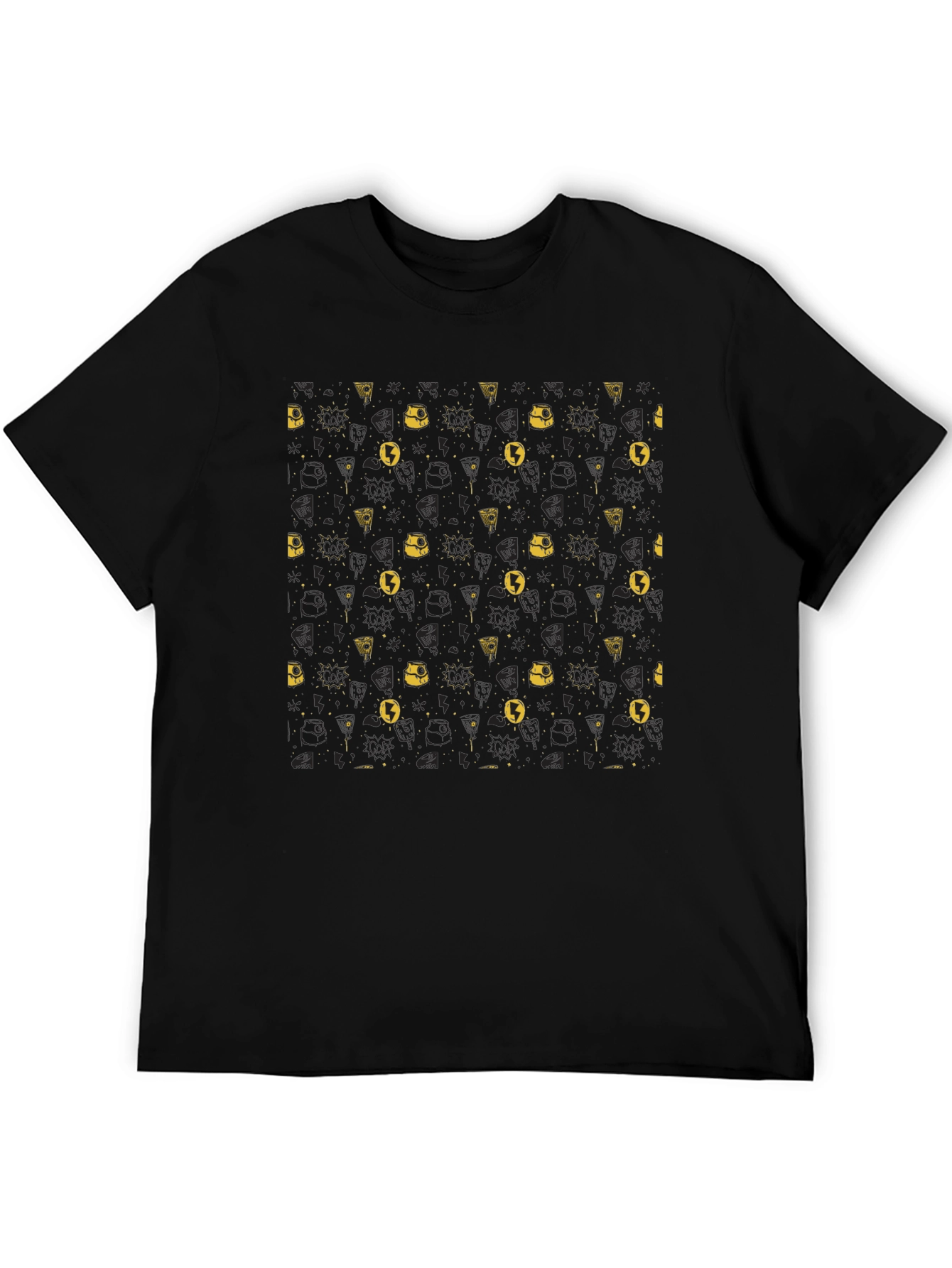 Patterned Graphic Black T-Shirt