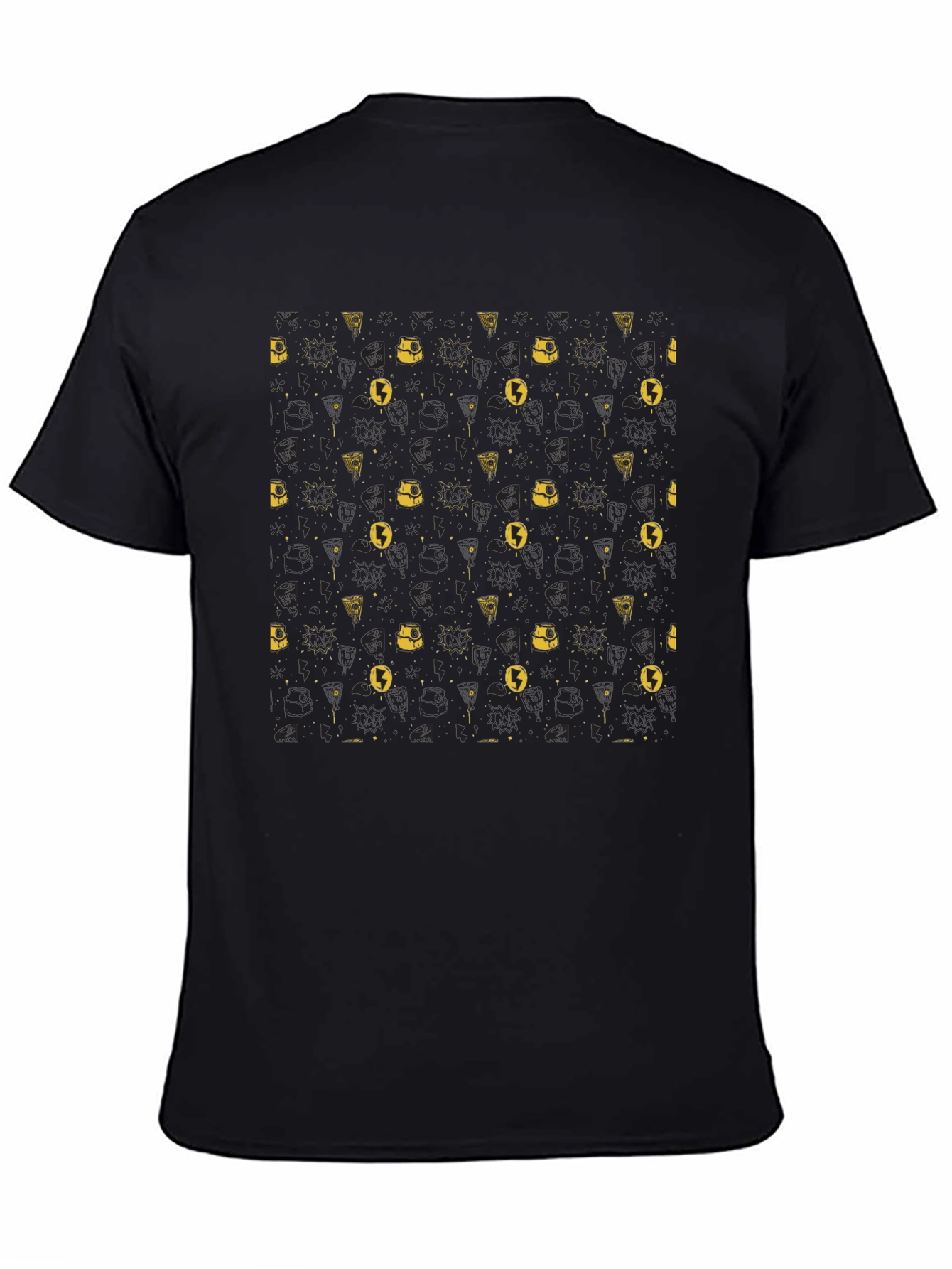 Patterned Graphic Black T-Shirt