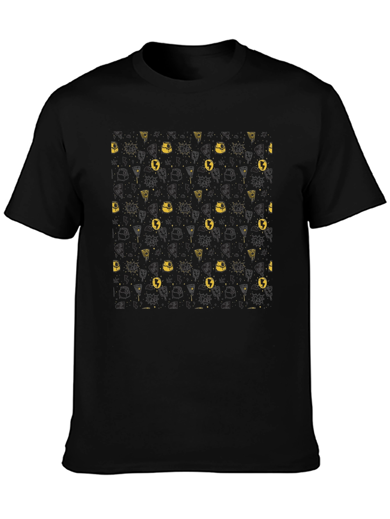 Patterned Graphic Black T-Shirt