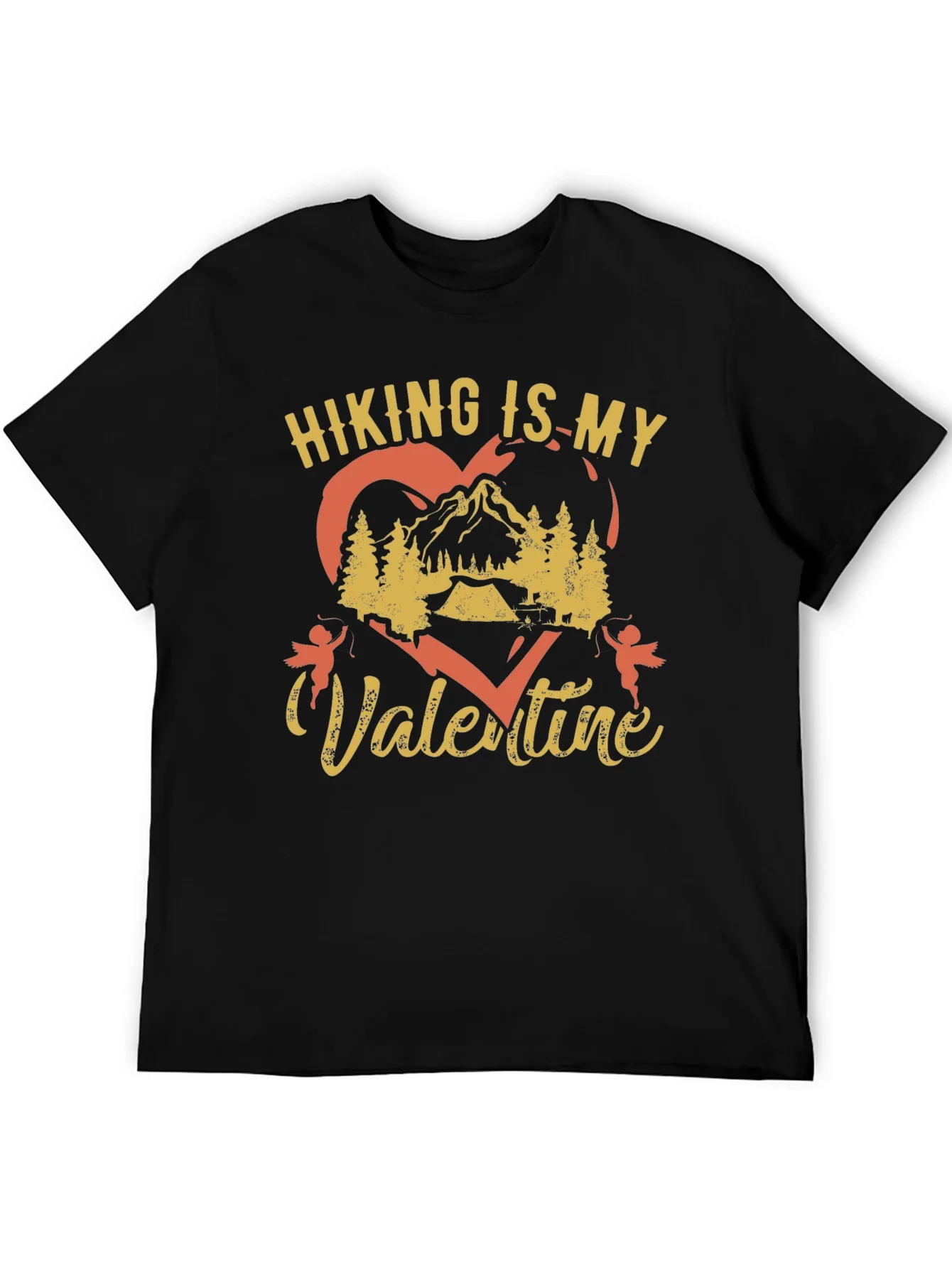 Hiking Is My Valentine Black Graphic Tee