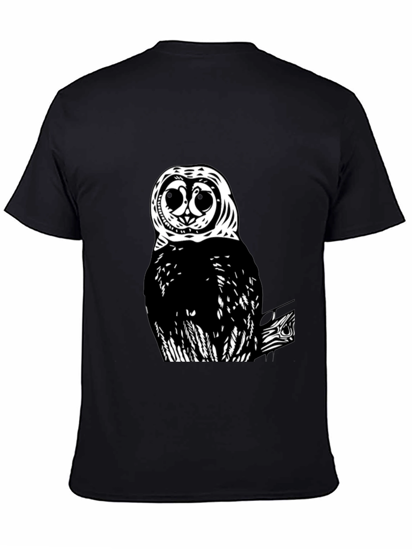 Owl Graphic Print Black T-Shirt