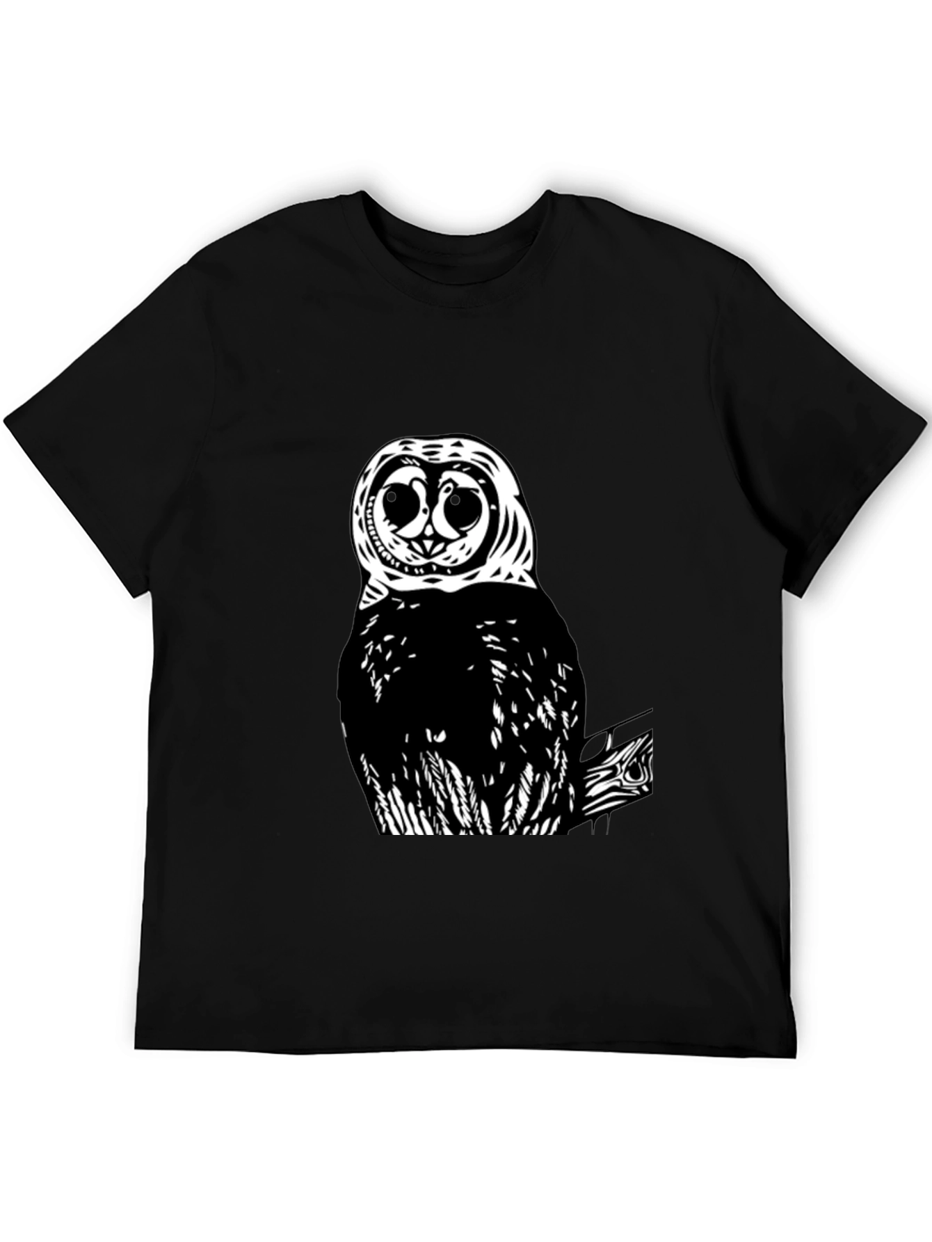 Owl Graphic Print Black T-Shirt