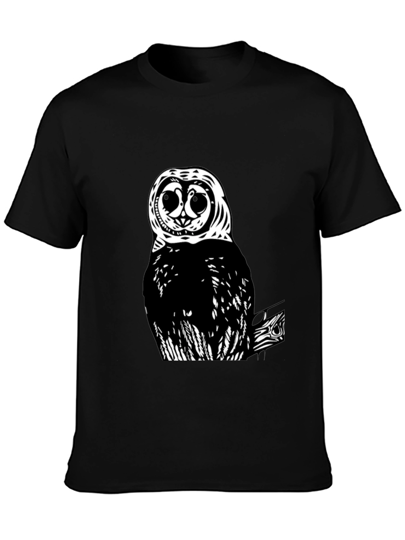 Owl Graphic Print Black T-Shirt