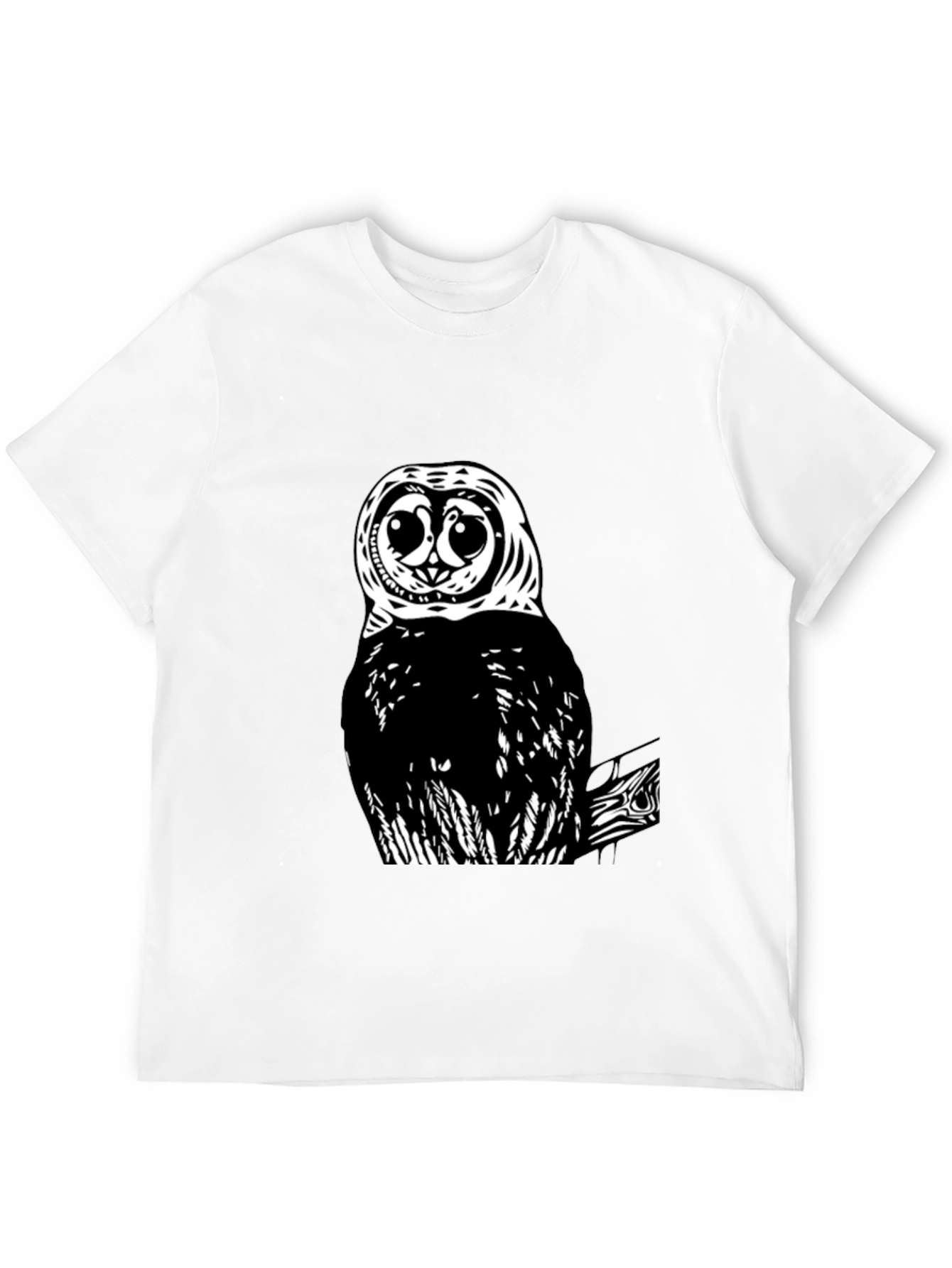 Owl Graphic Print Black T-Shirt