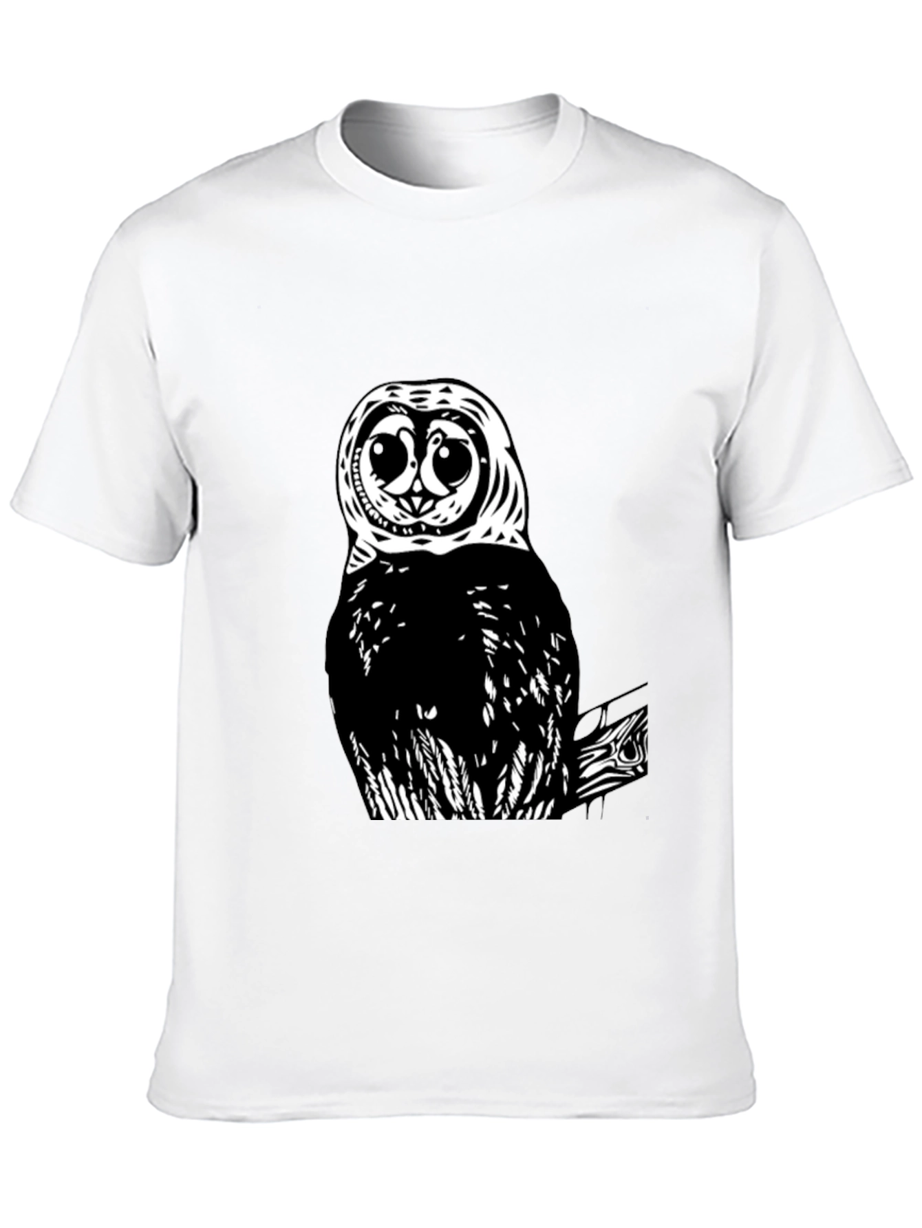 Owl Graphic Print Black T-Shirt