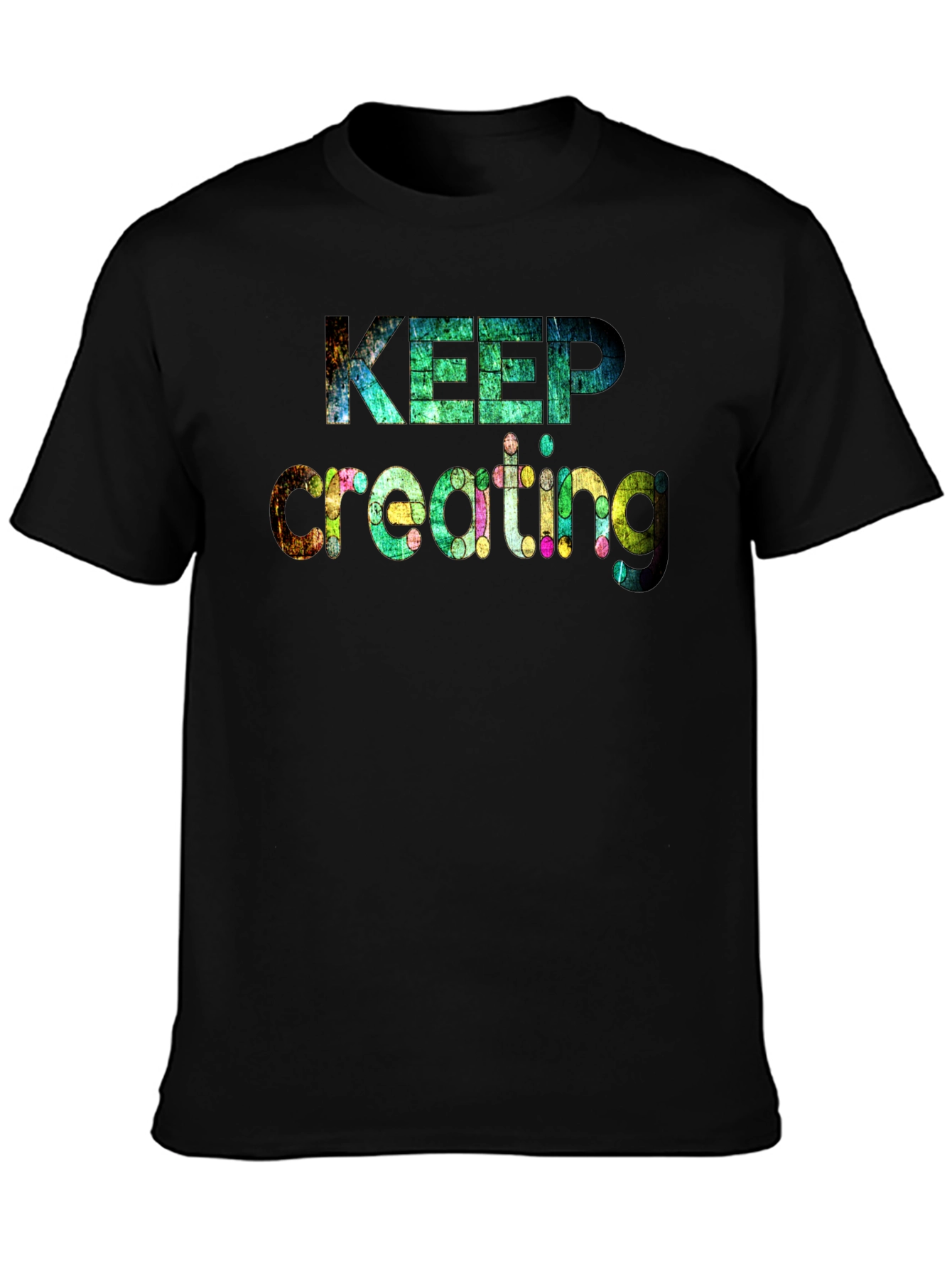Keep Creating Mens Black Graphic Tee