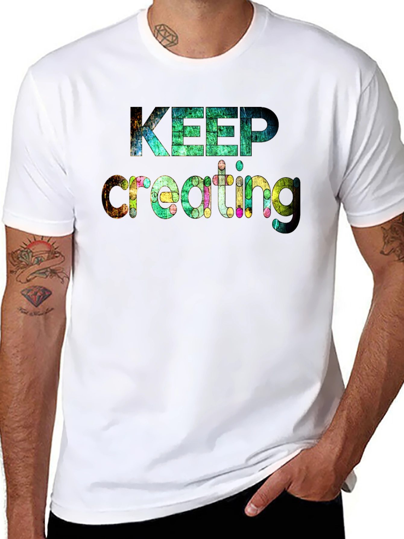 Keep Creating Mens Black Graphic Tee