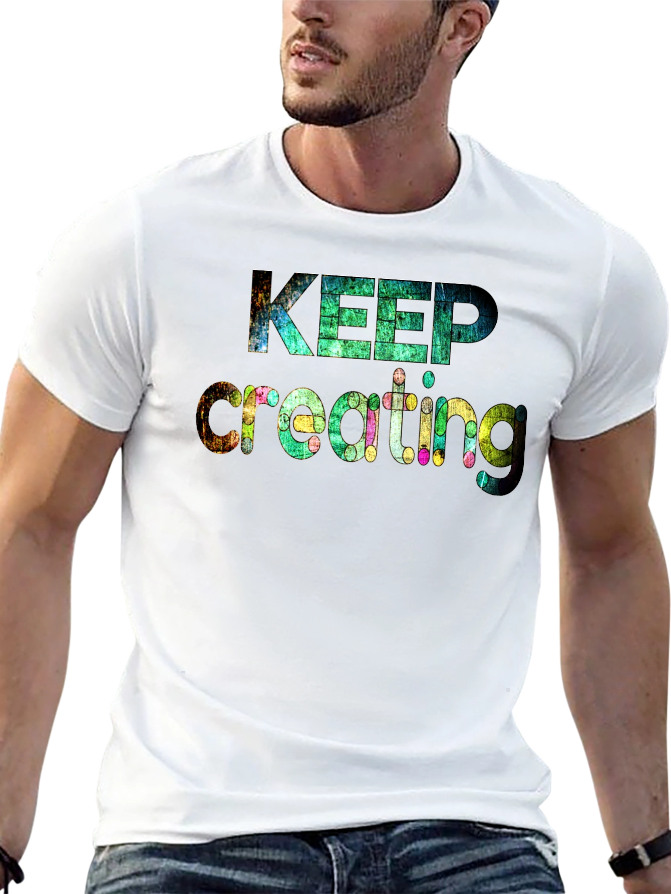 Keep Creating Mens Black Graphic Tee