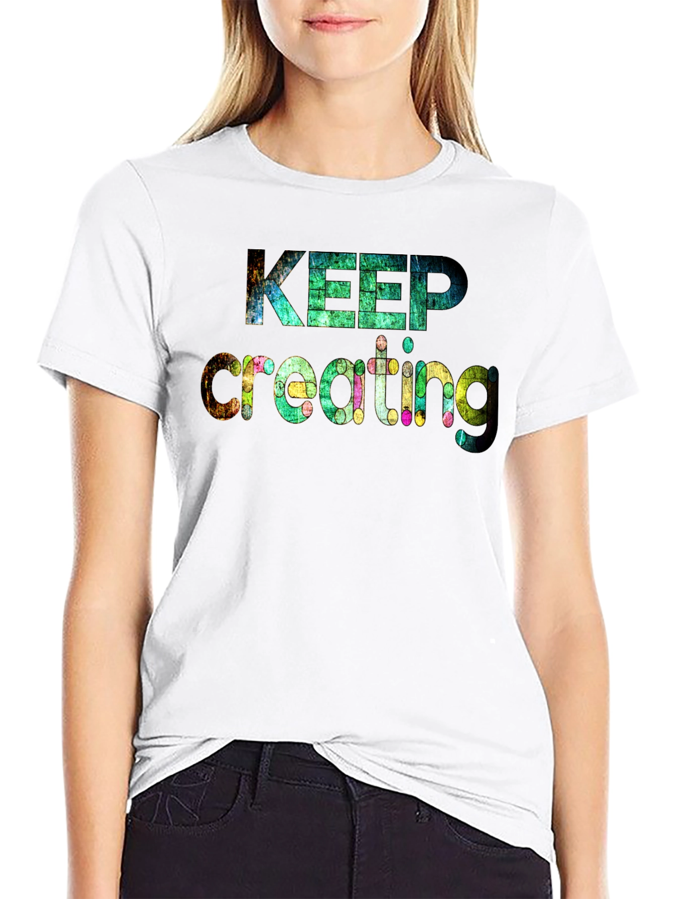 Keep Creating Mens Black Graphic Tee