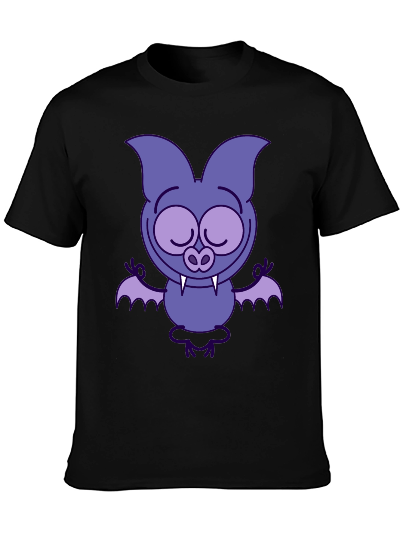 Meditating Bat Graphic Tee - Cool Cartoon Design!
