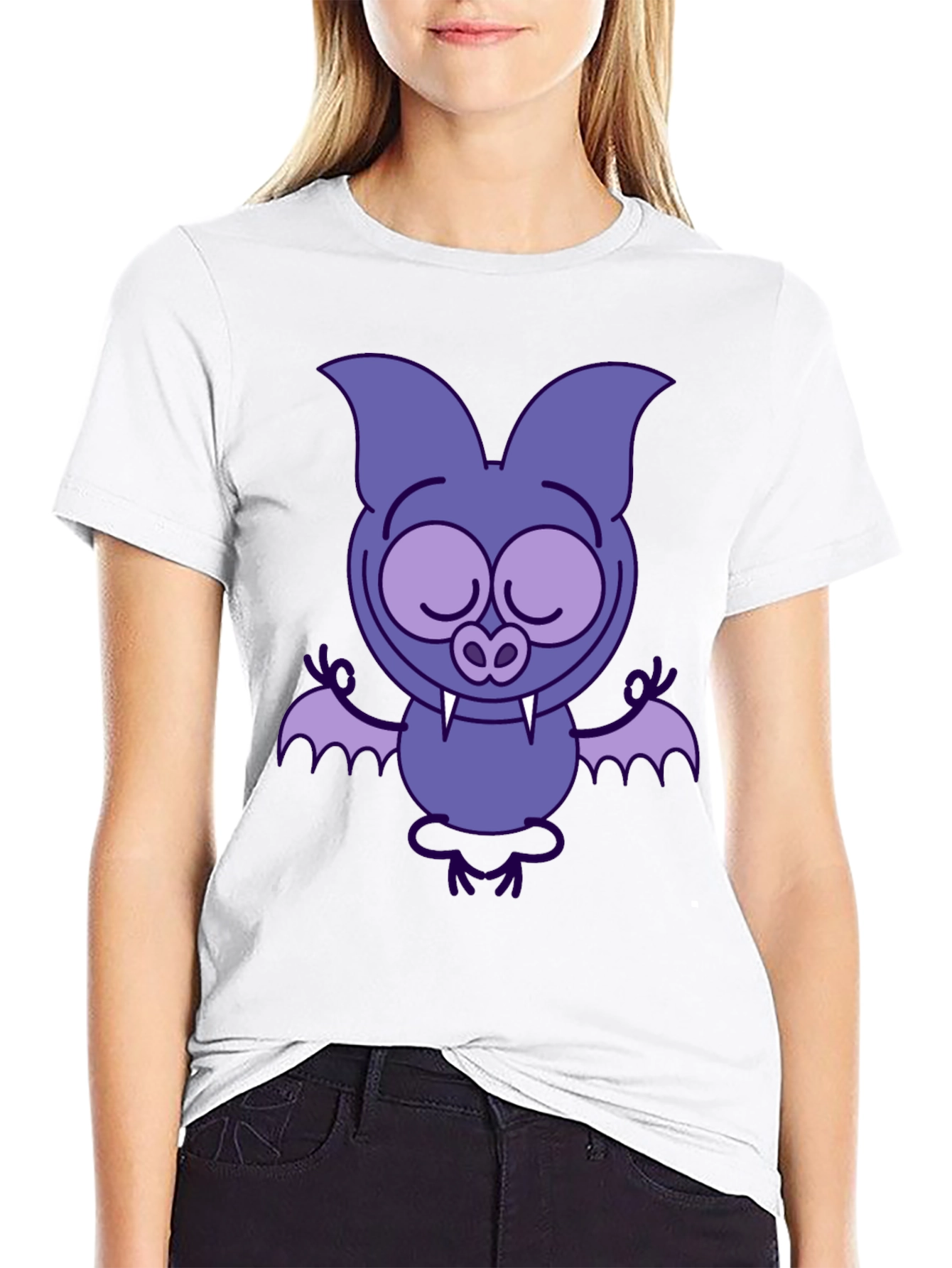 Meditating Bat Graphic Tee - Cool Cartoon Design!