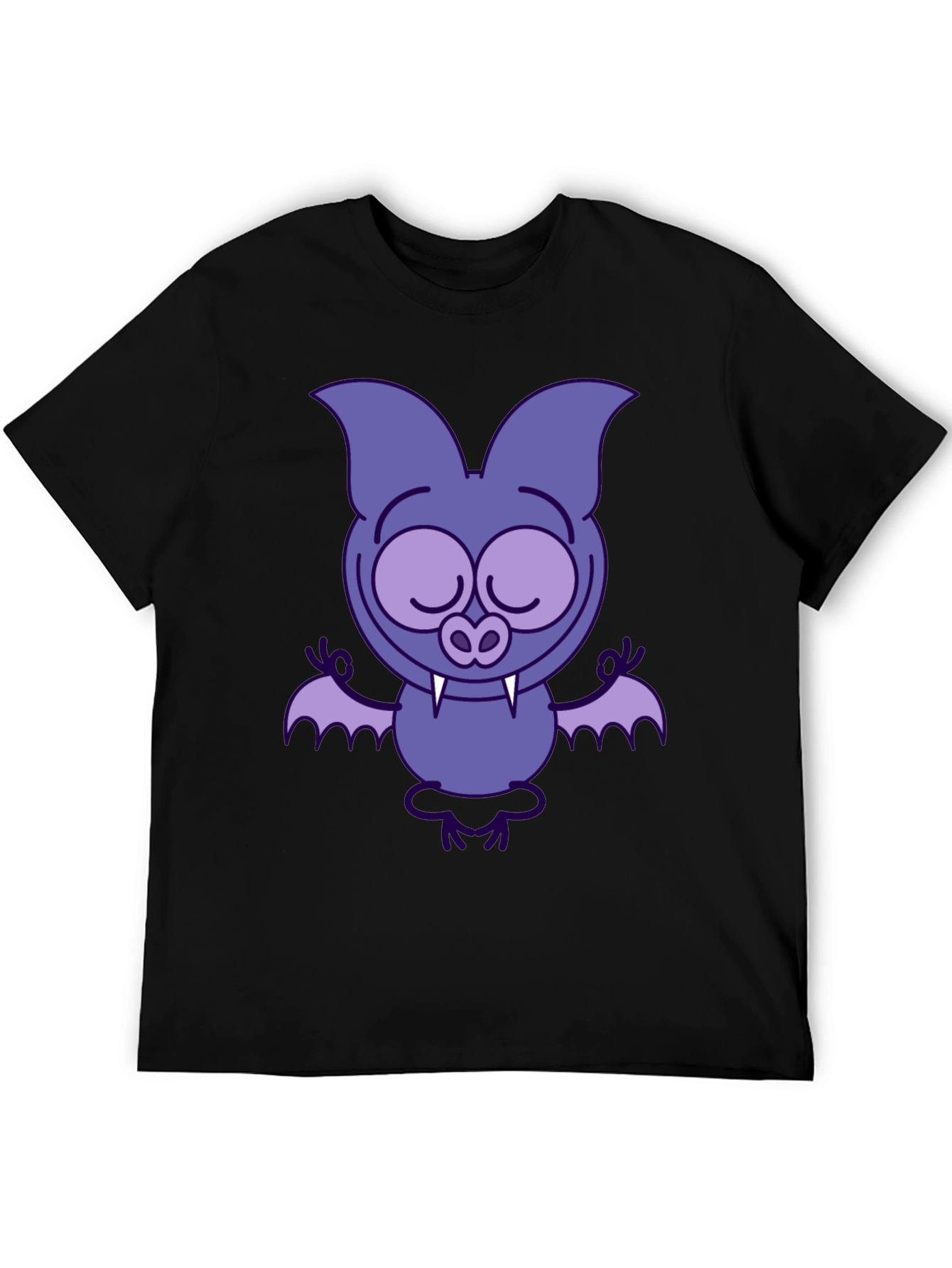 Meditating Bat Graphic Tee - Cool Cartoon Design!