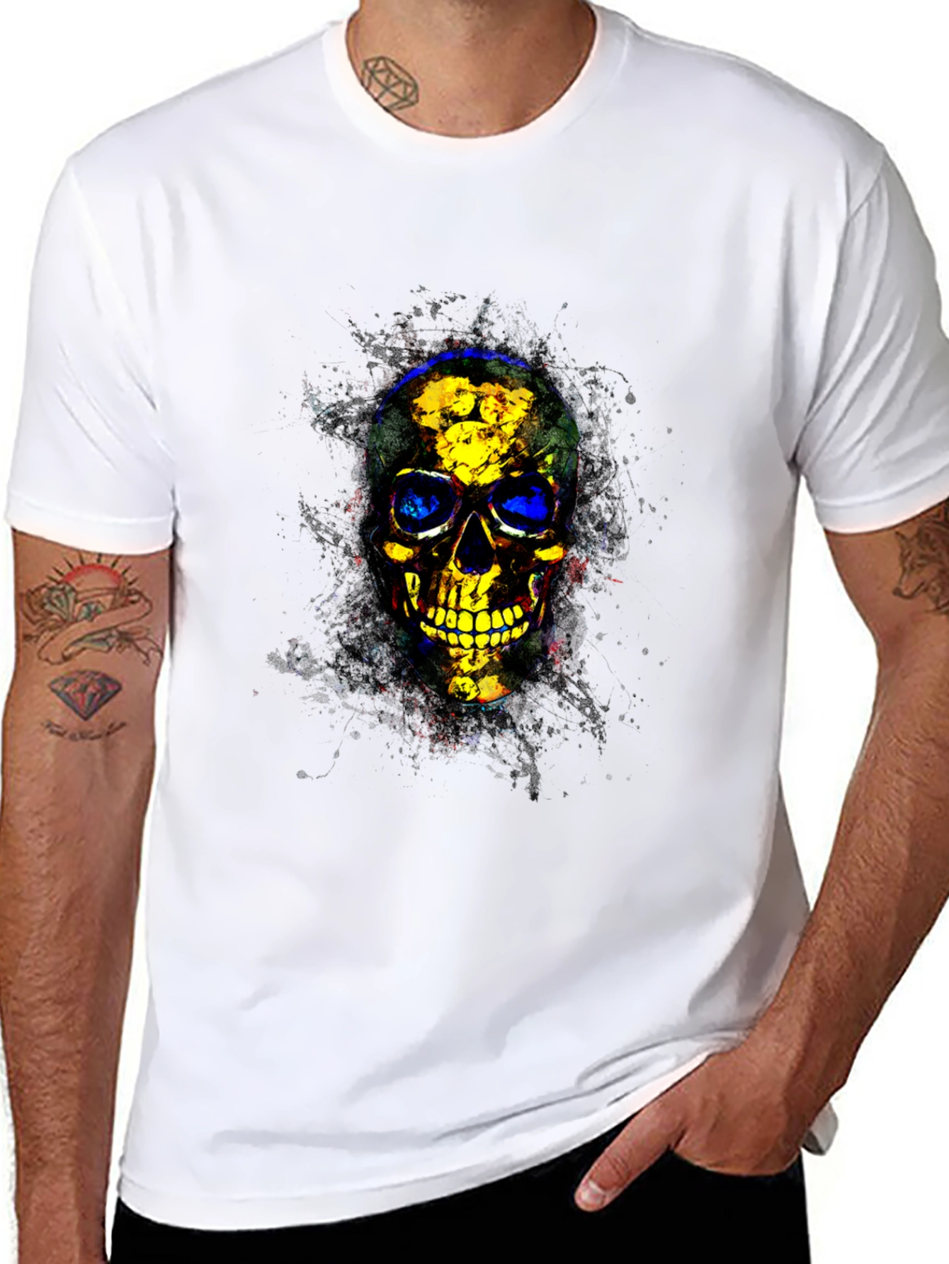 Skull Graphic Print Crew Neck Tee