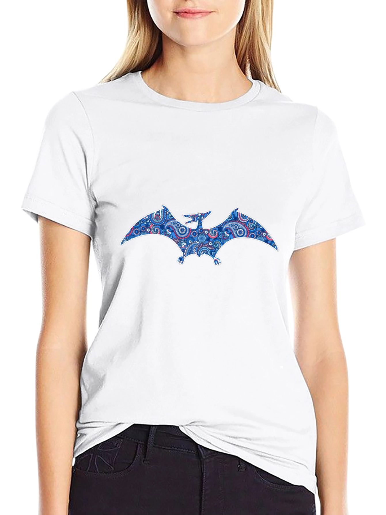 Pterodactyl Paisley Print Black T-Shirt