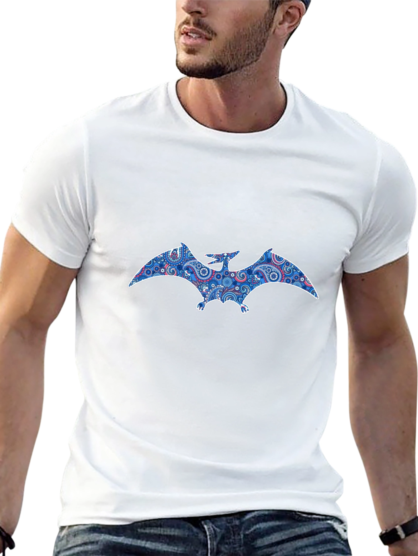 Pterodactyl Paisley Print Black T-Shirt