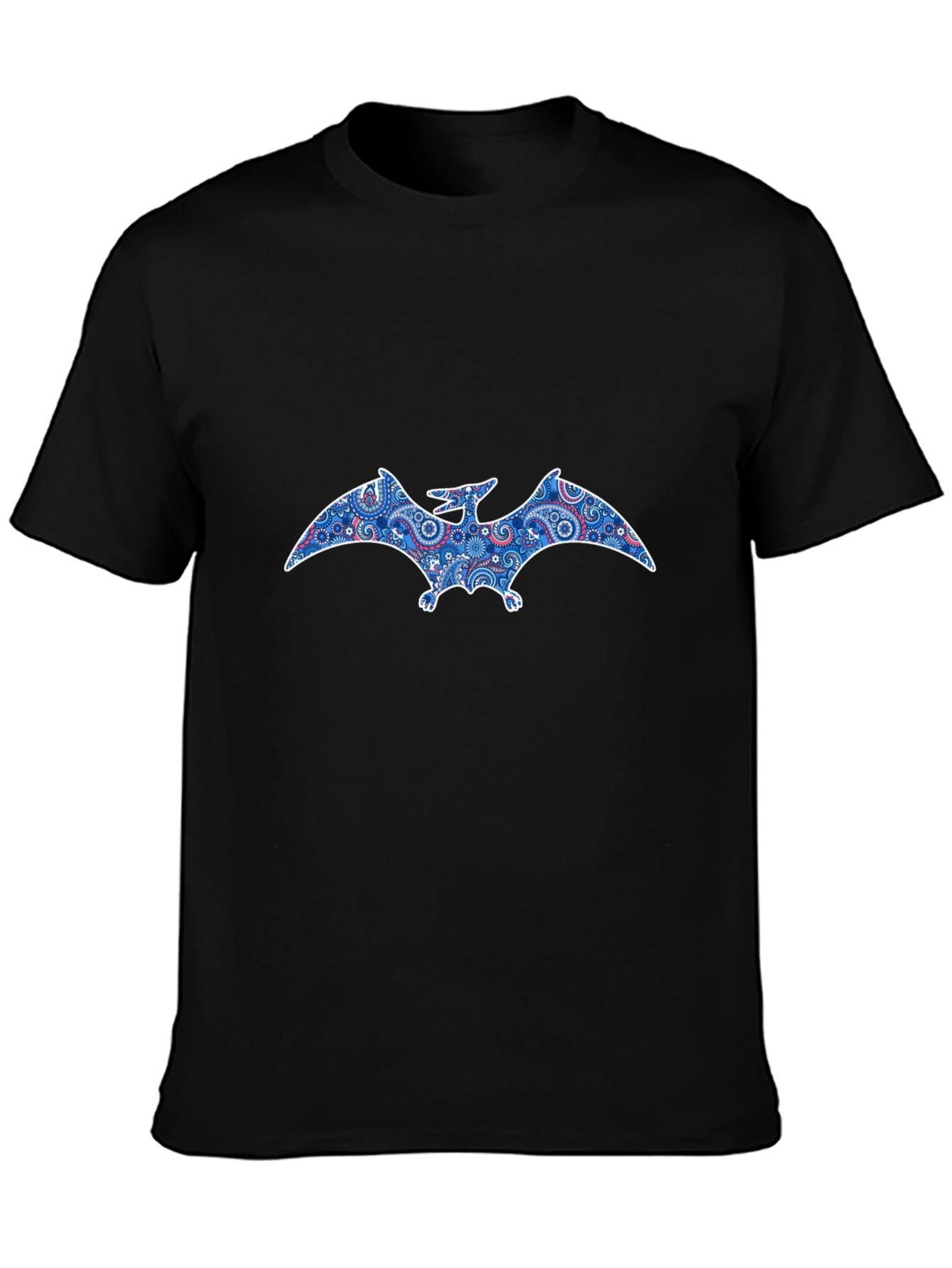 Pterodactyl Paisley Print Black T-Shirt