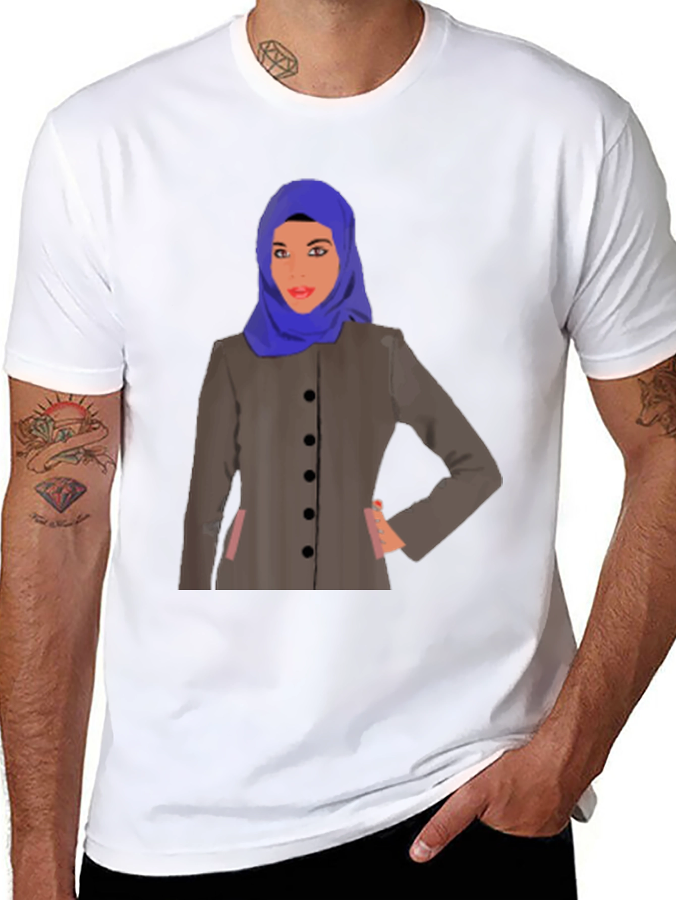 Stylish Woman in Hijab Graphic Tee