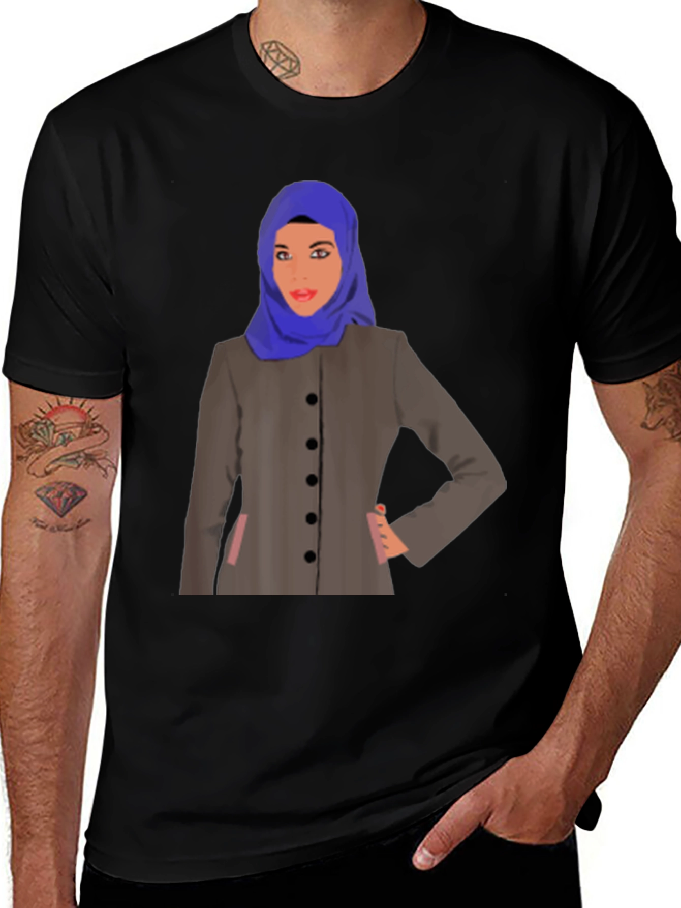 Stylish Woman in Hijab Graphic Tee