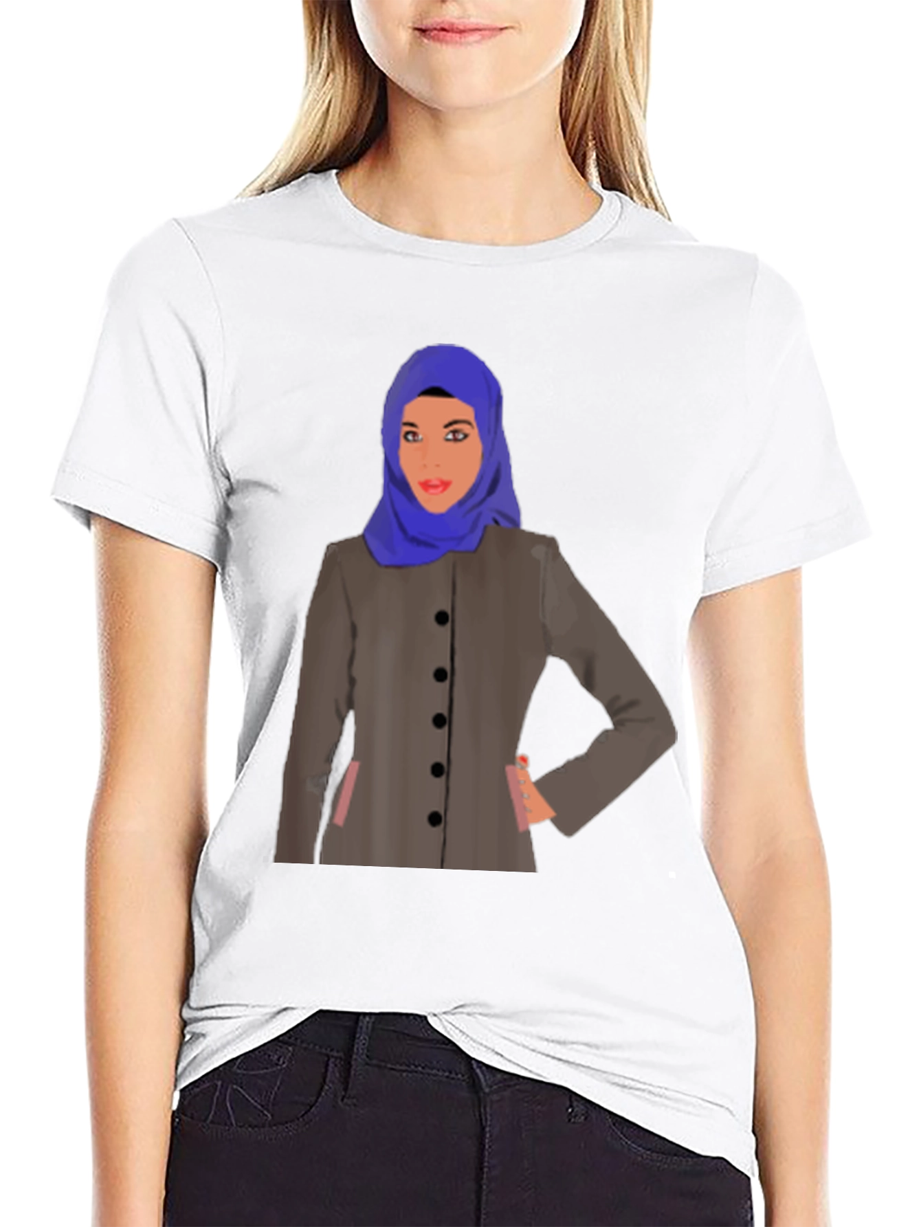 Stylish Woman in Hijab Graphic Tee
