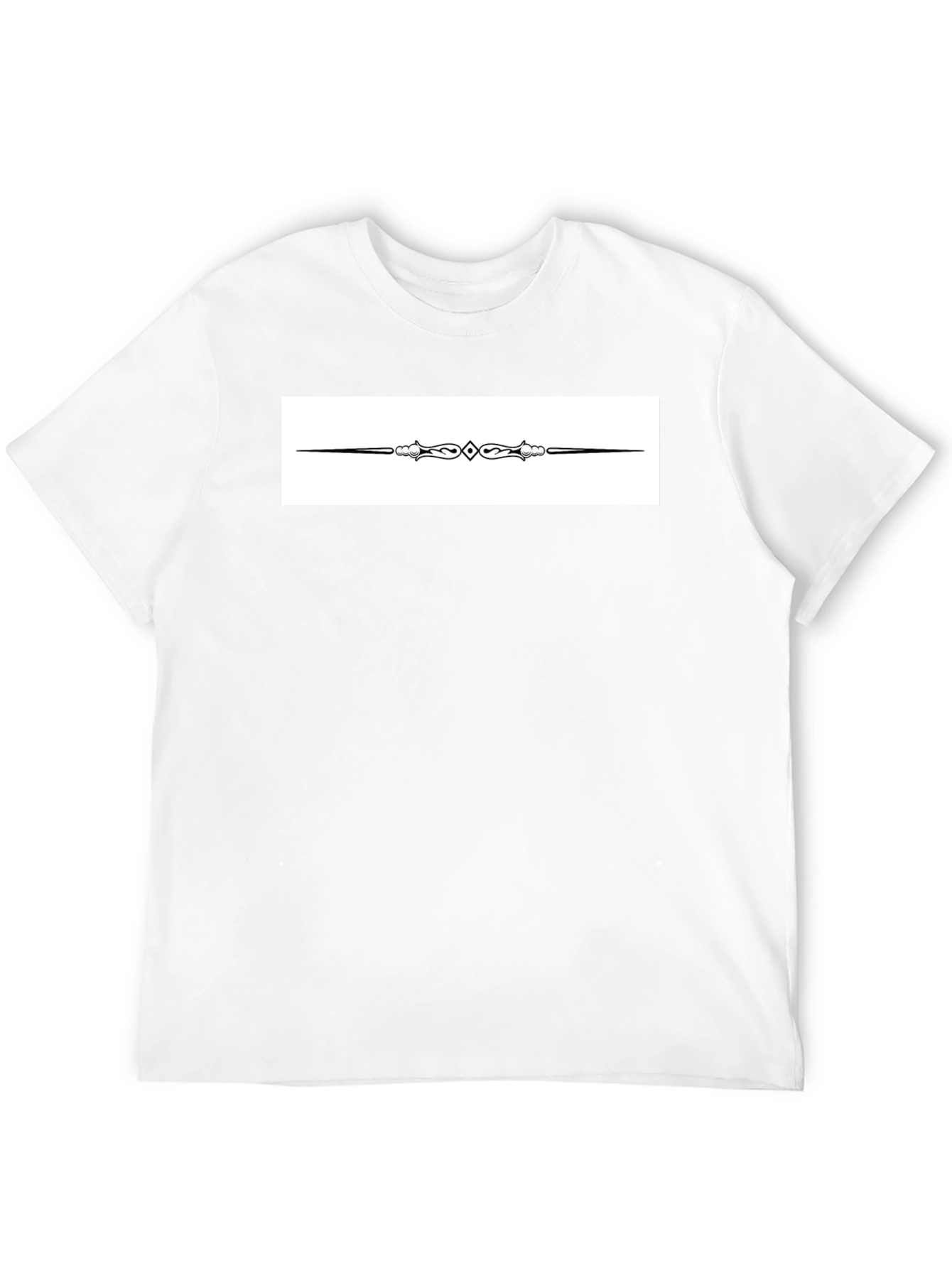 Elegant Black T-Shirt with Ornate Divider Design