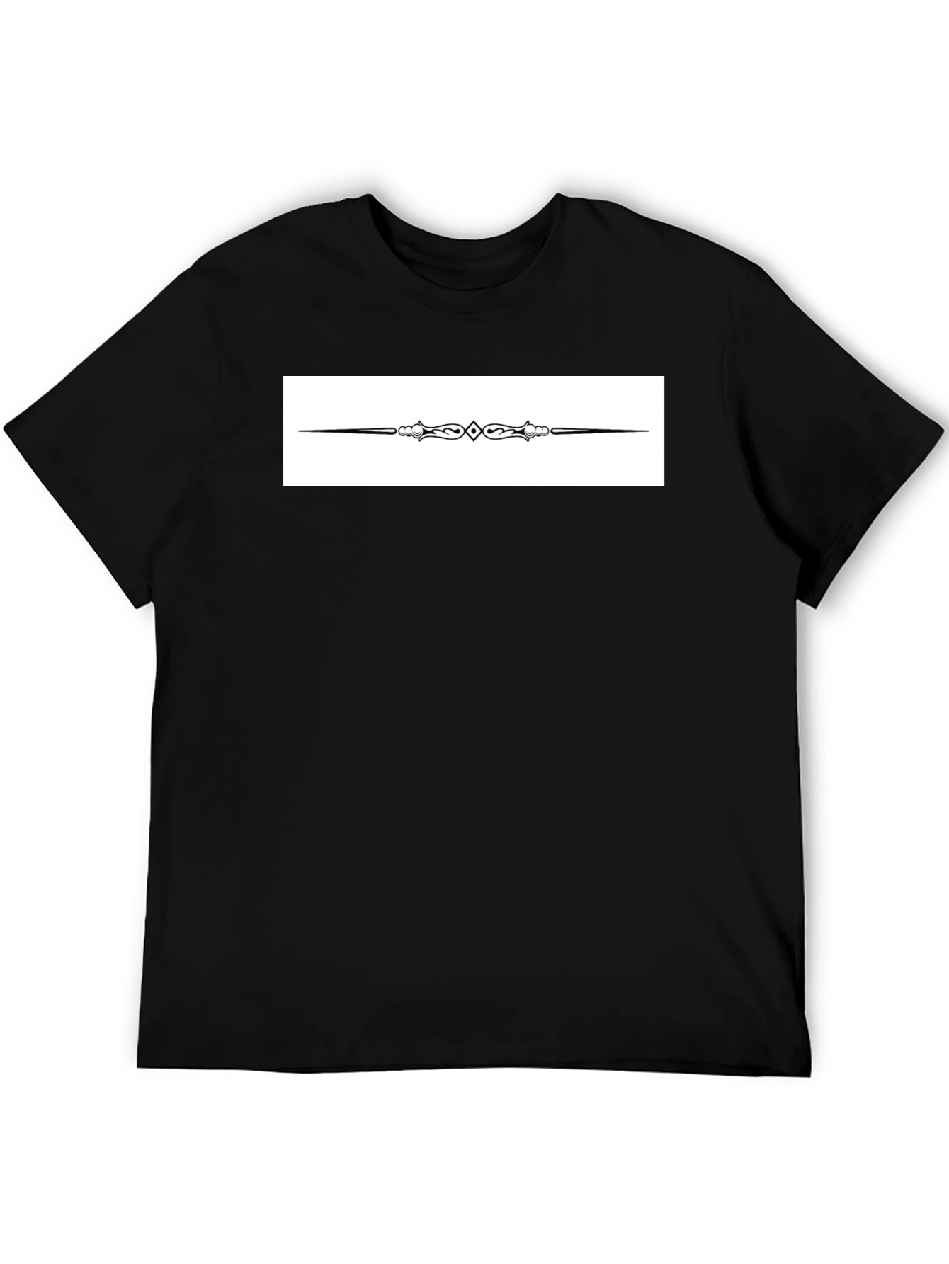 Elegant Black T-Shirt with Ornate Divider Design