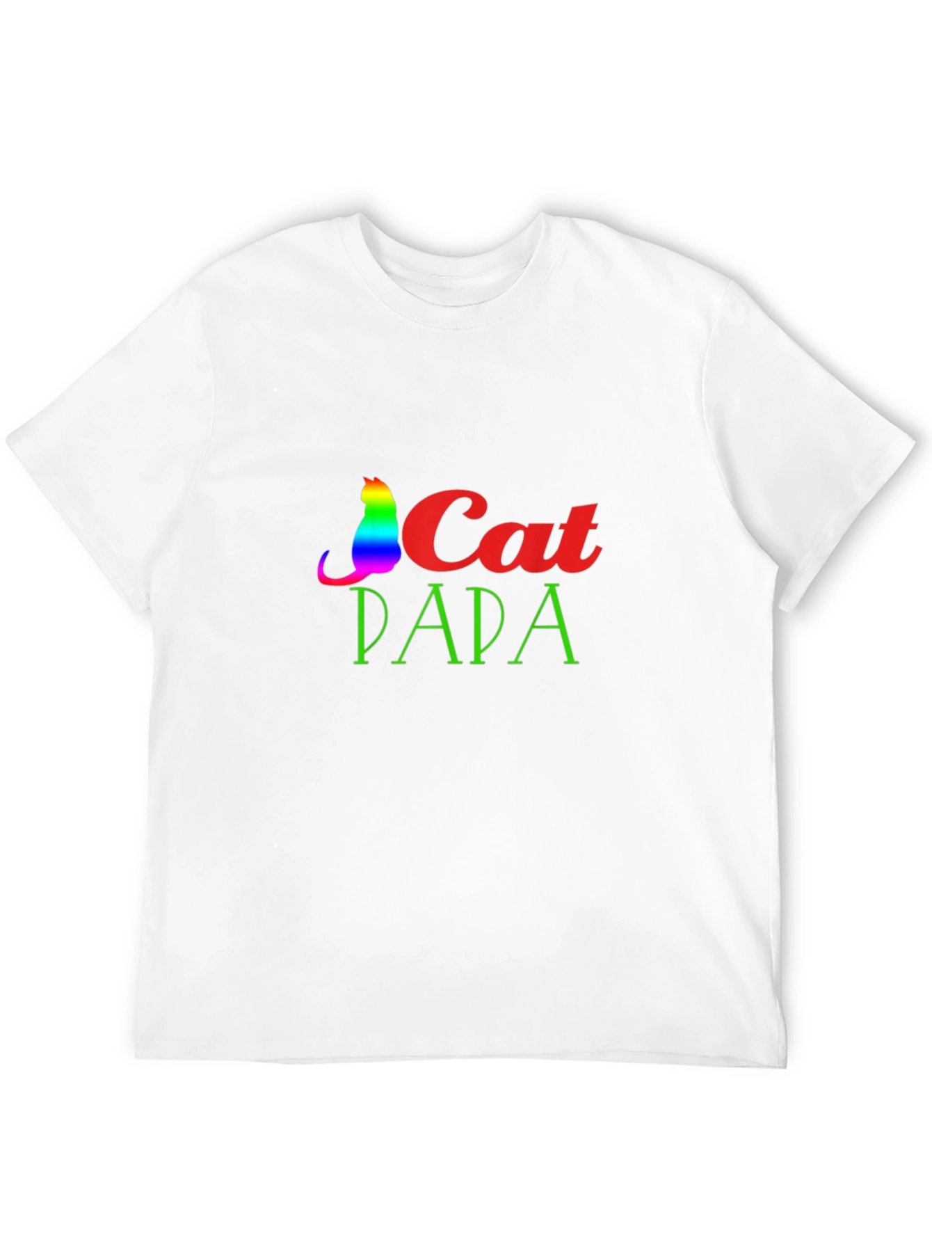 Cat Papa T-Shirt - Rainbow Cat Design