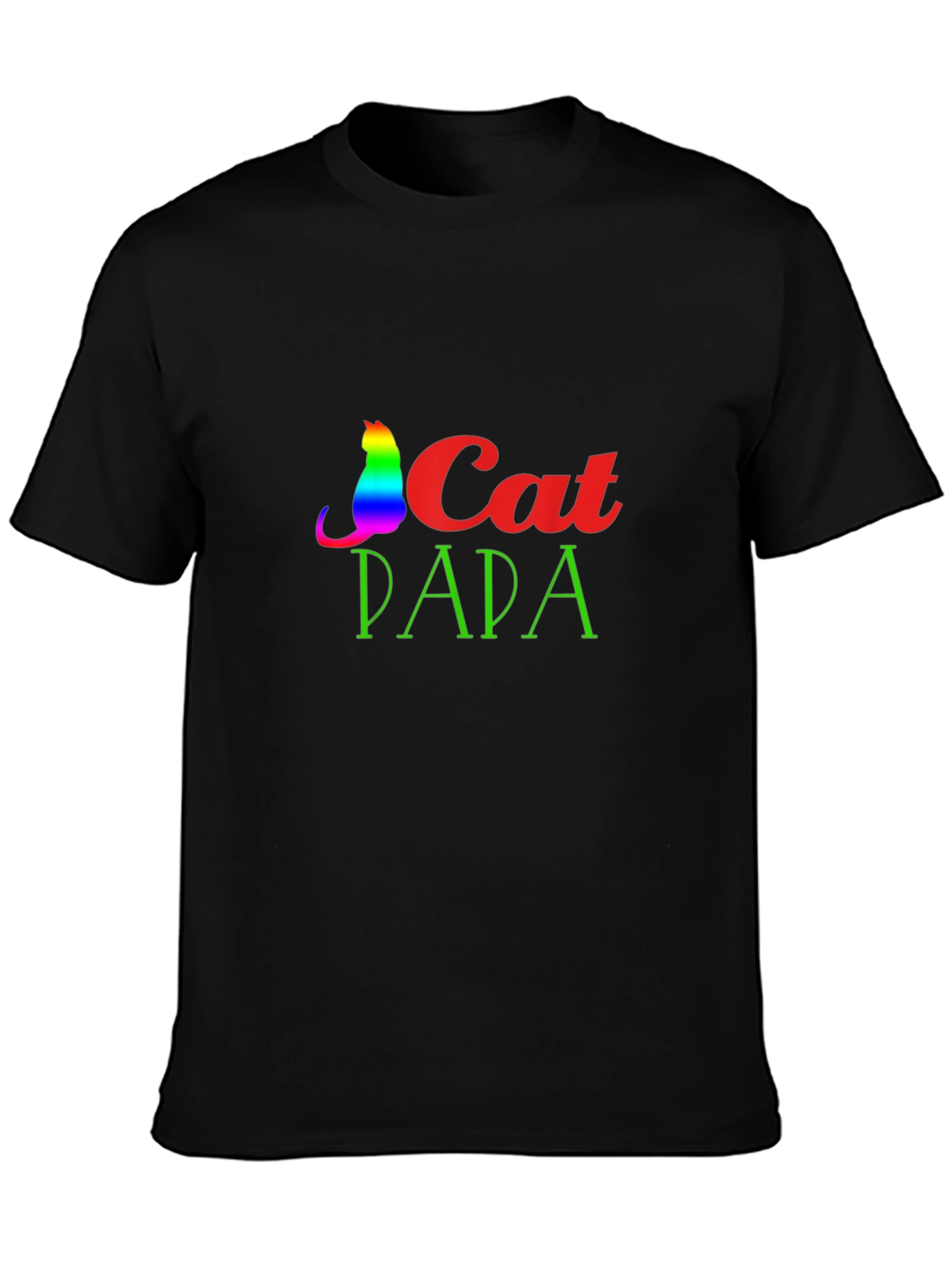 Cat Papa T-Shirt - Rainbow Cat Design