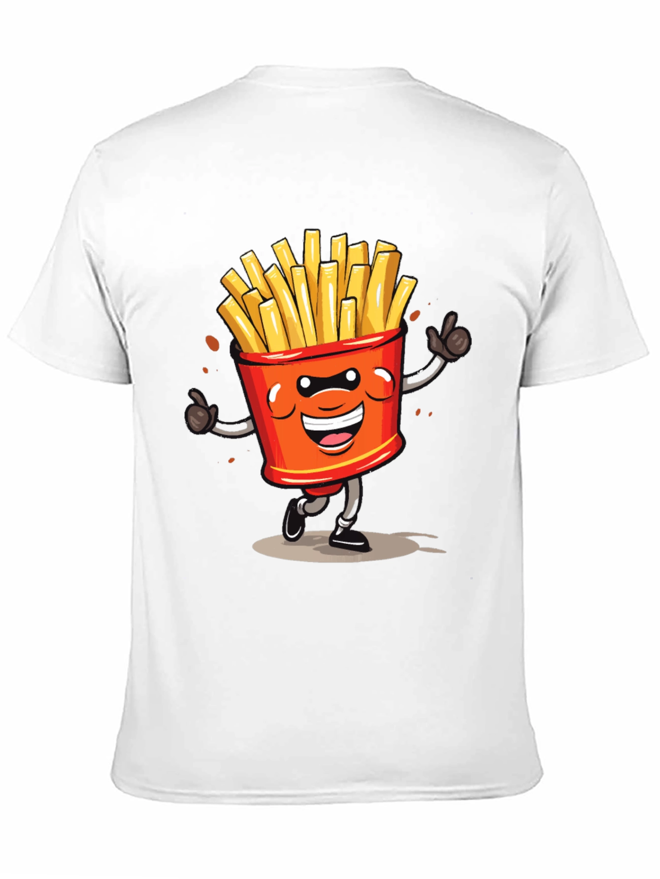 Cartoon French Fries Graphic Black T-Shirt