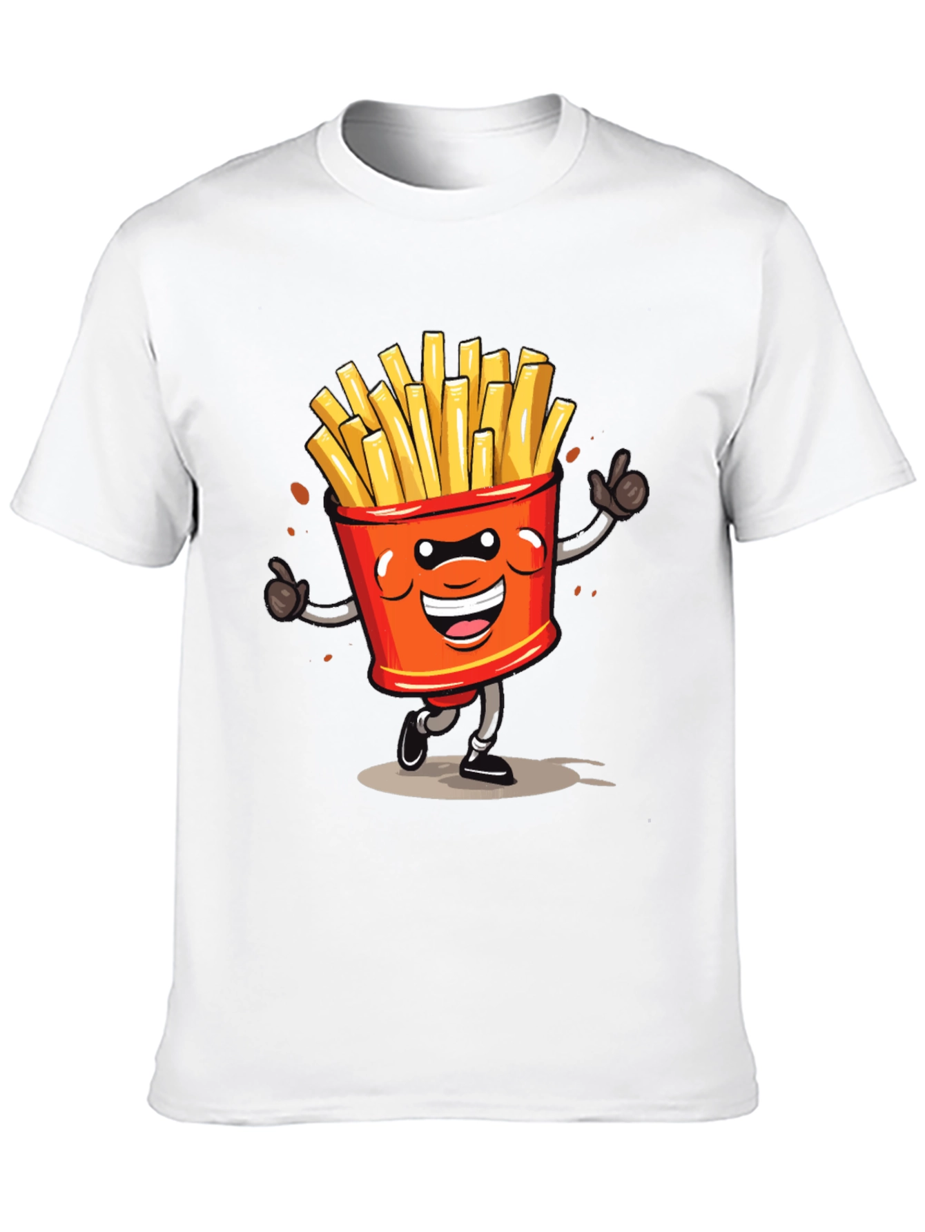Cartoon French Fries Graphic Black T-Shirt