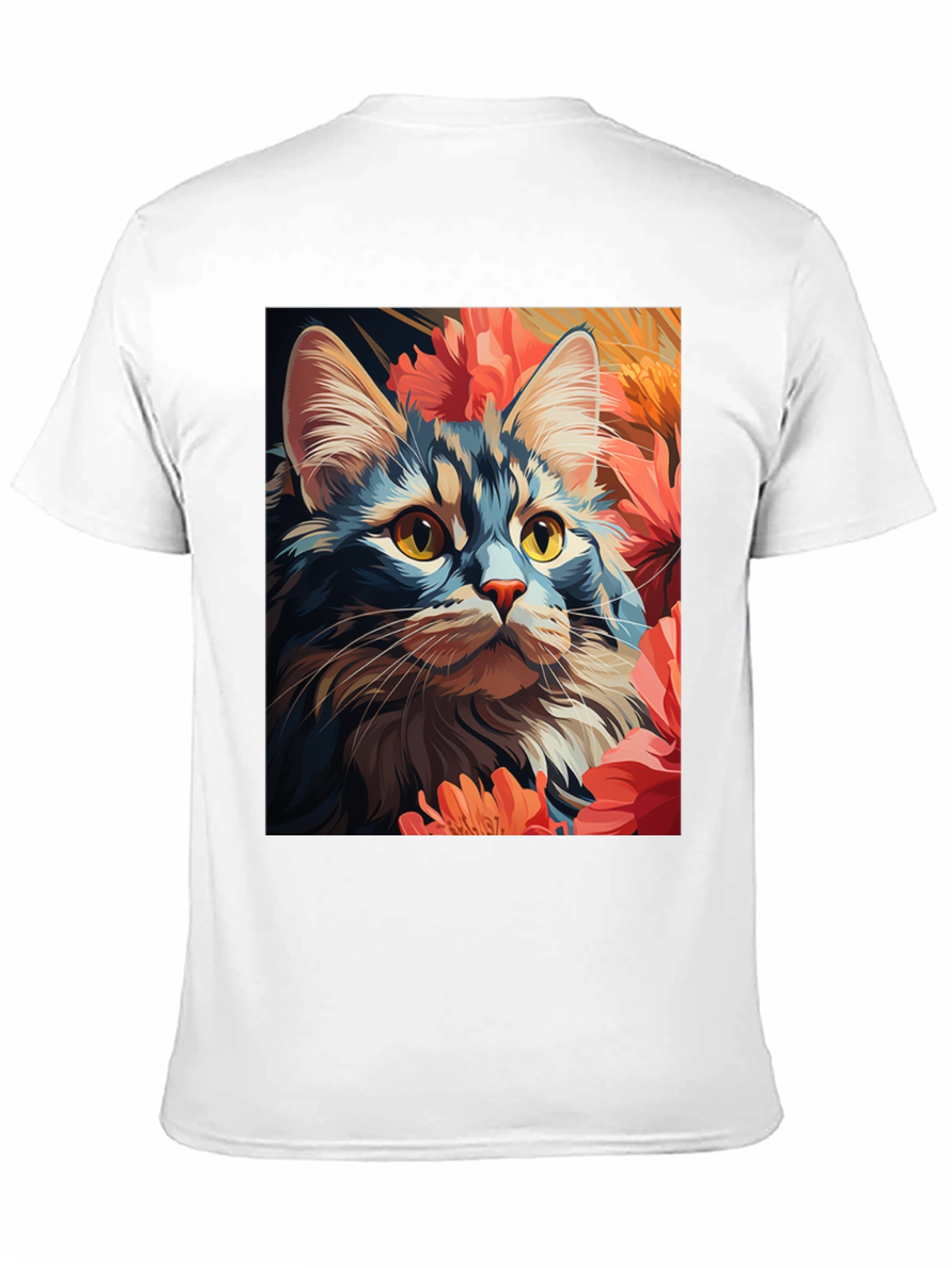 Cat & Flowers Graphic Tee - Unisex Black T-Shirt