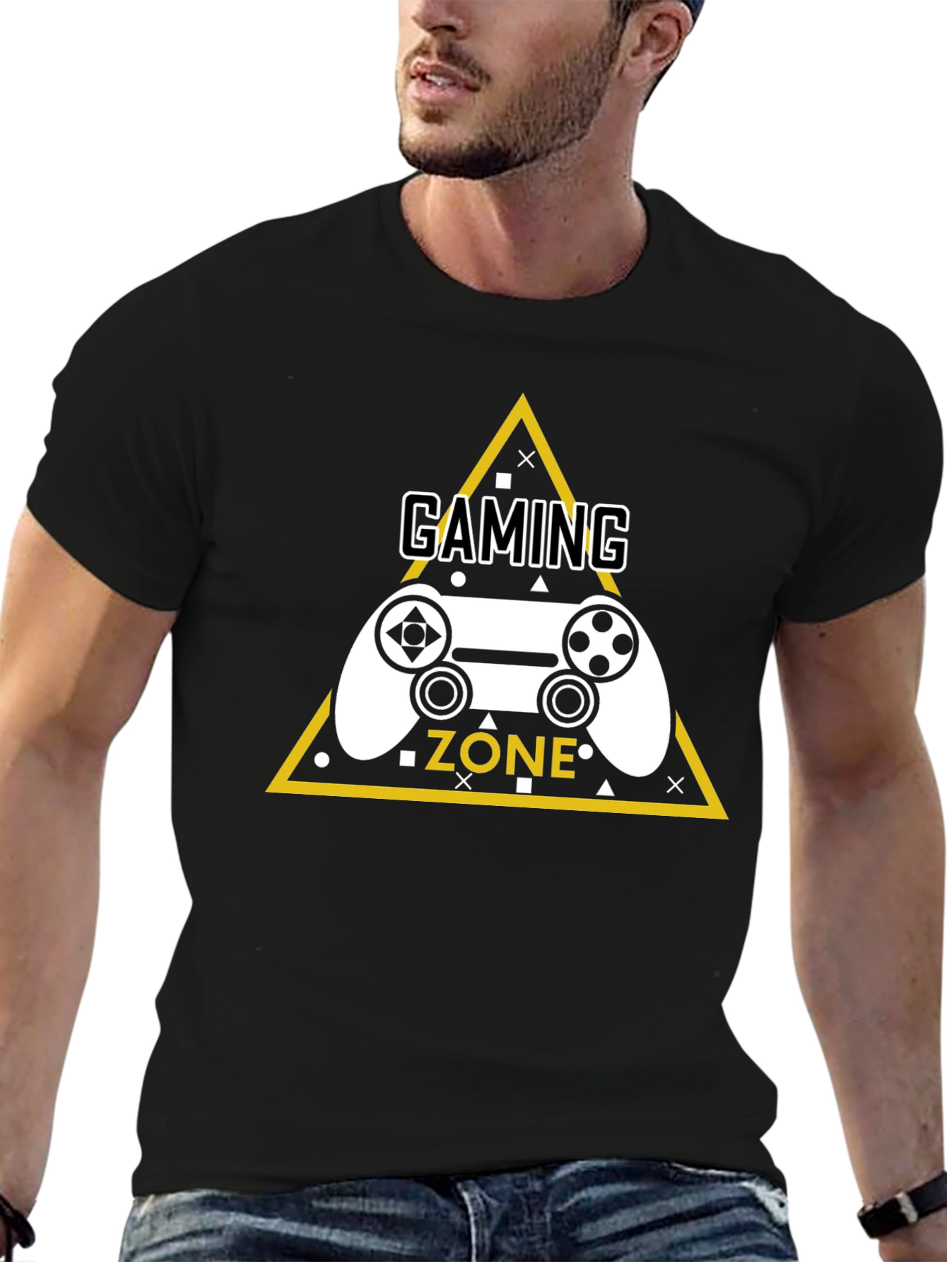 Gaming Zone Graphic Tee - Black Cotton T-Shirt