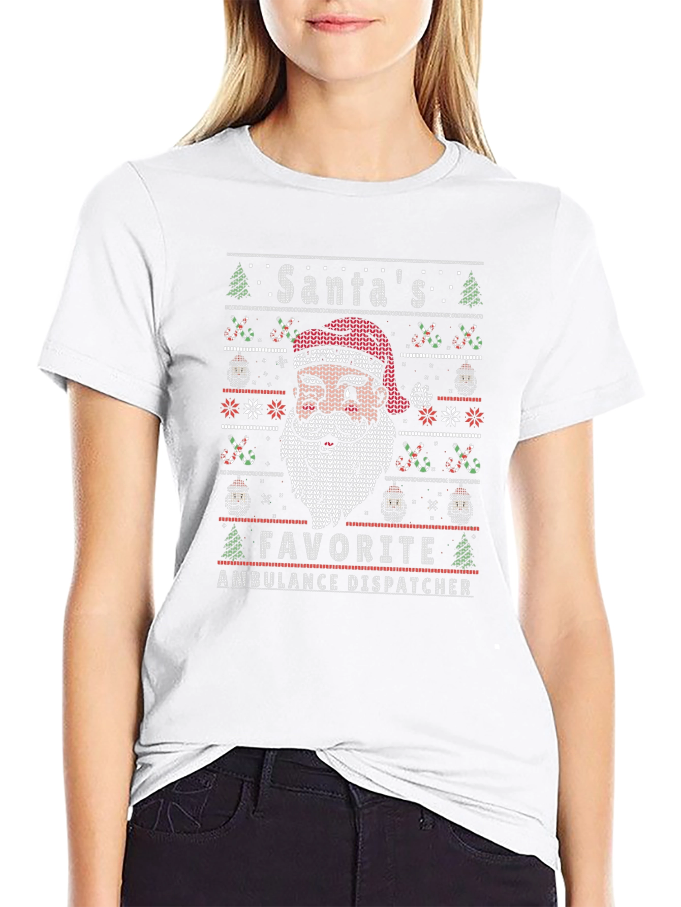 Santas Favorite Ambulance Dispatcher Ugly Christmas T-Shirt